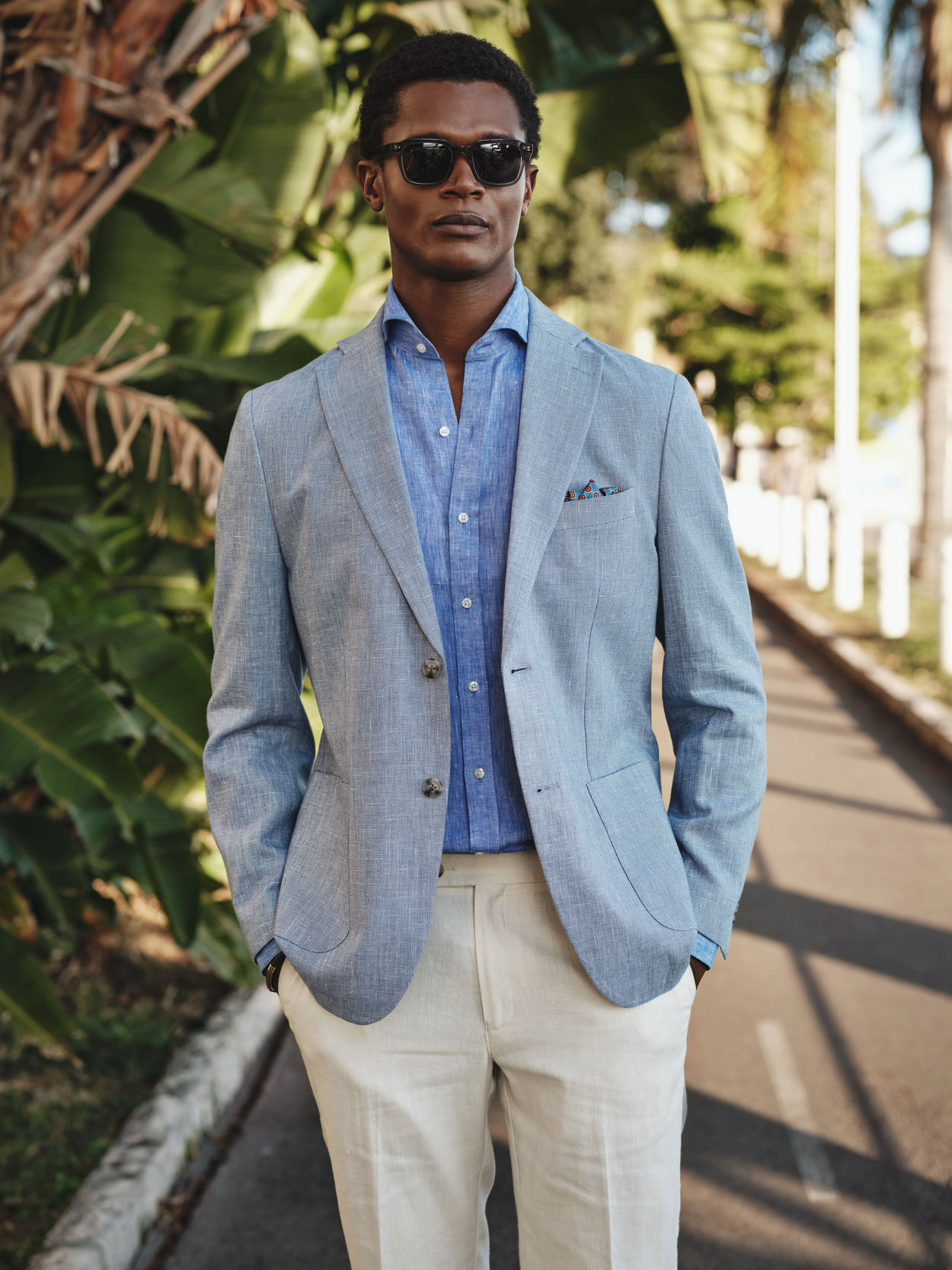 Image number 3 for product Light Blue & Sand Linen Suit