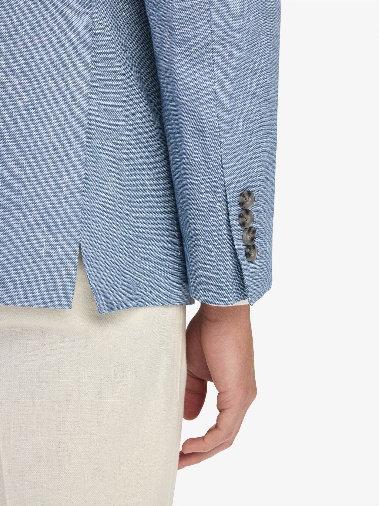 Image number 6 for product Light Blue & Sand Linen Cotton Suit with Shirt