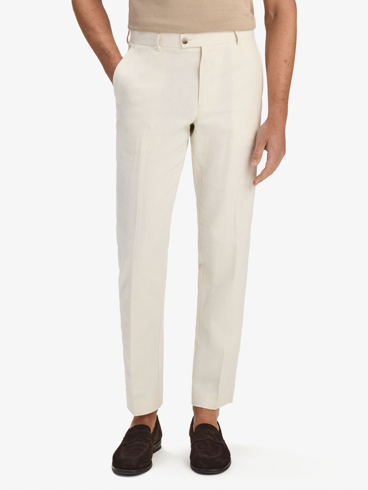 Image number 7 for product Light Blue & Sand Linen Cotton Suit with Shirt