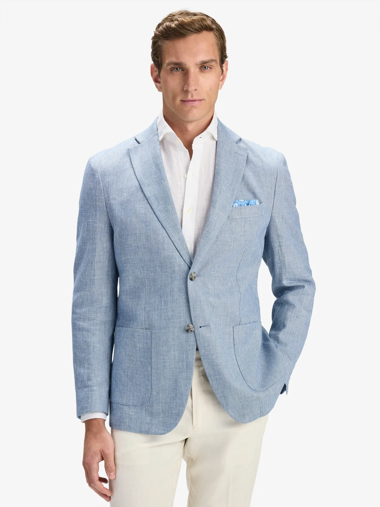 Light Blue & Sand Linen Cotton Suit