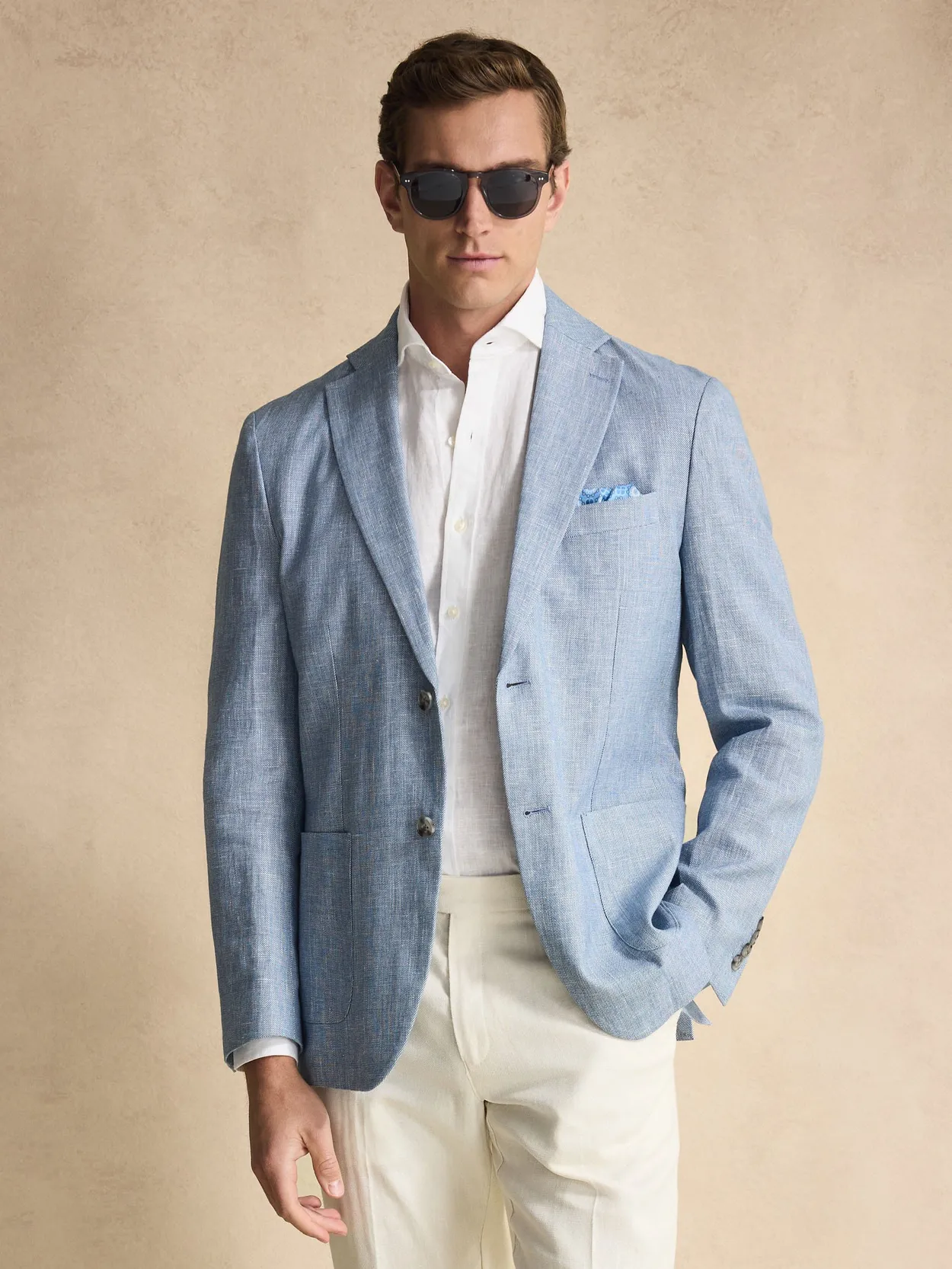 Light Blue & Sand Linen Cotton Suit