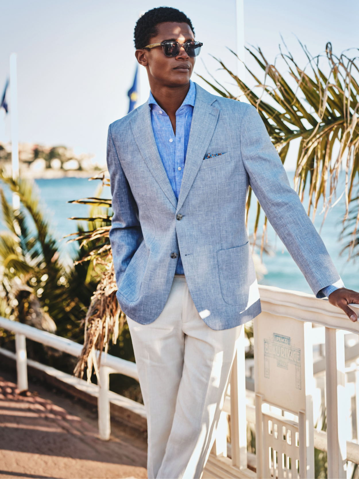 Image number 2 for product Light Blue & Sand Linen Suit