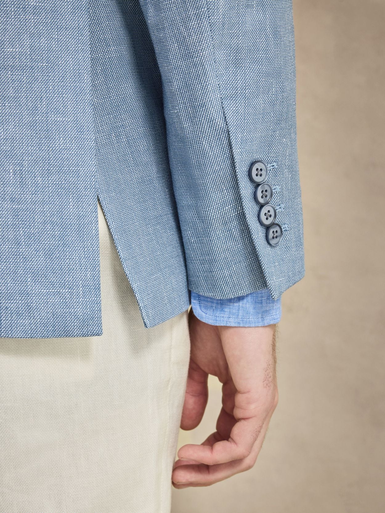 Image number 4 for product Light Blue & Sand Linen Suit