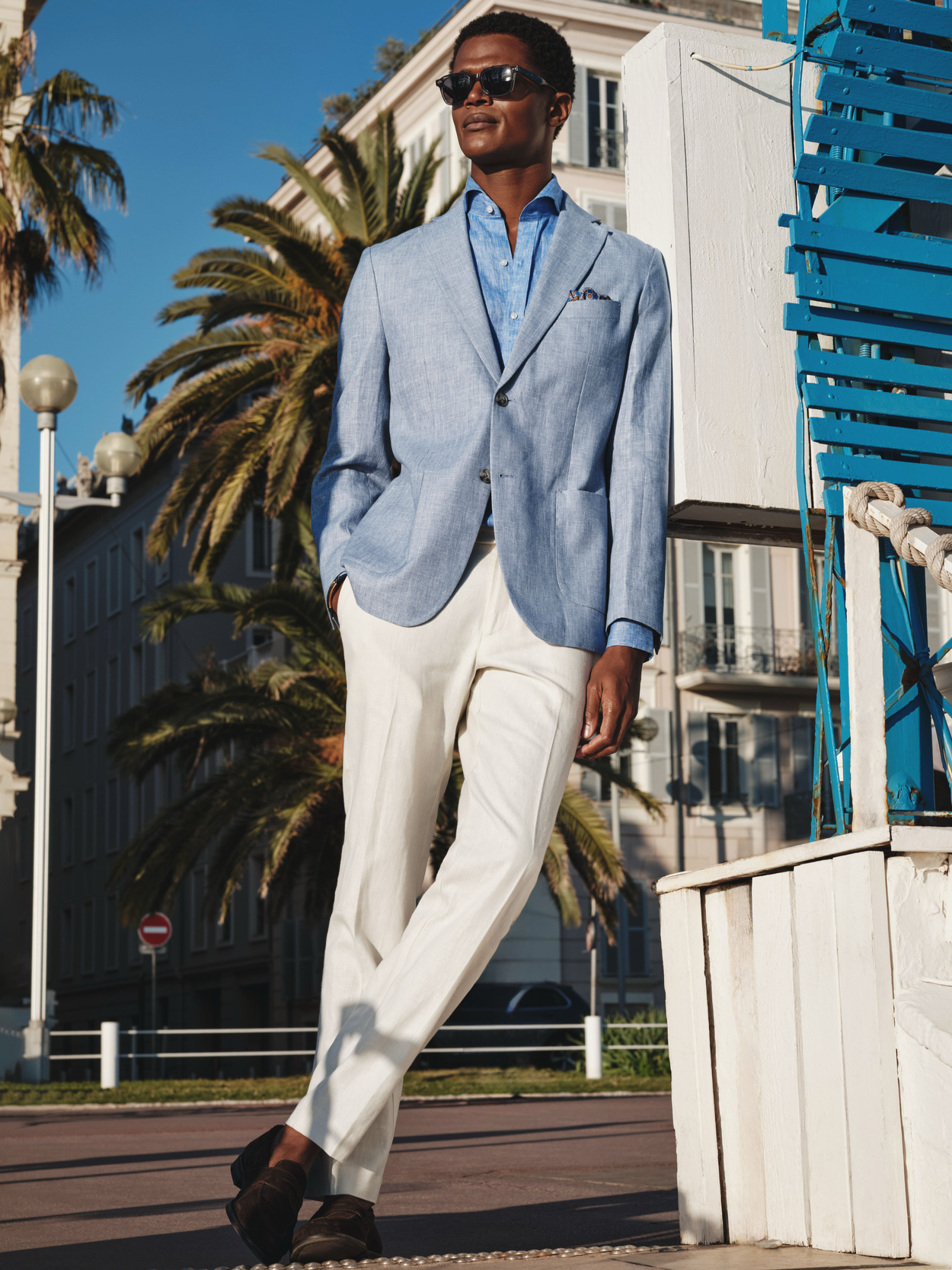 Image number 1 for product Light Blue & Sand Linen Suit