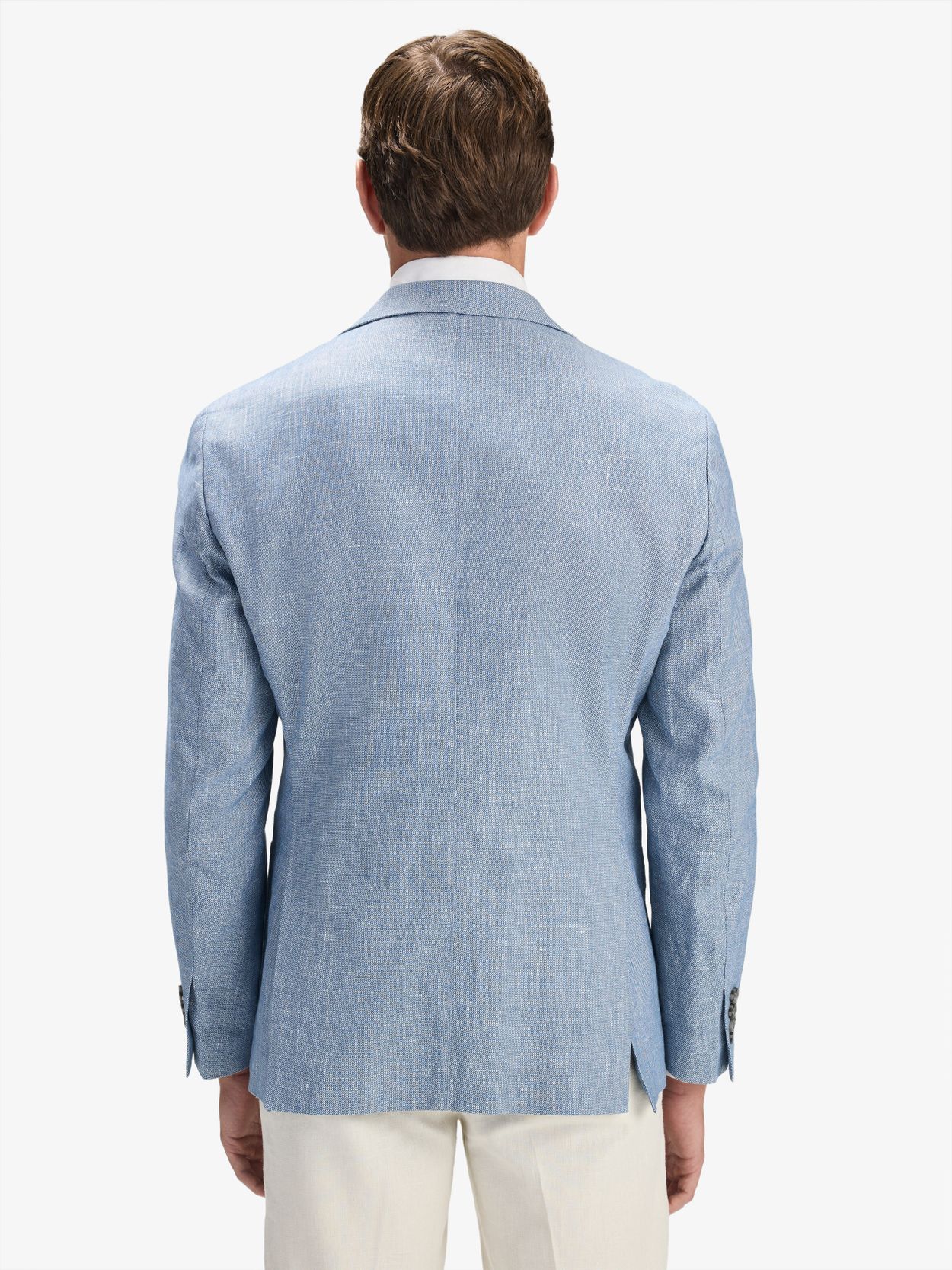 Image number 4 for product Light Blue & Sand Linen Cotton Suit with Shirt