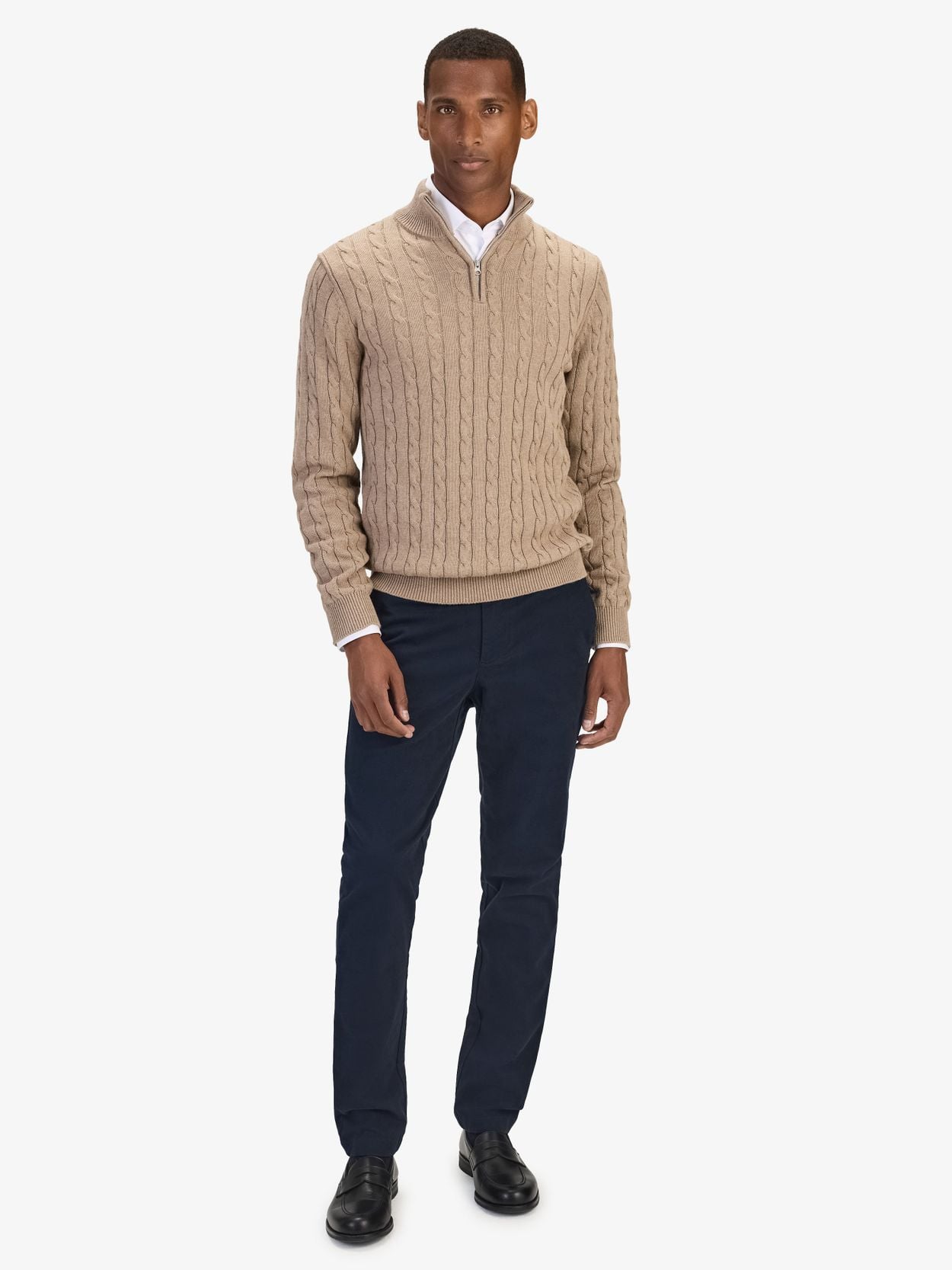 Men's Cotton Cable-Knit Half-Zip Sweater | John Henric