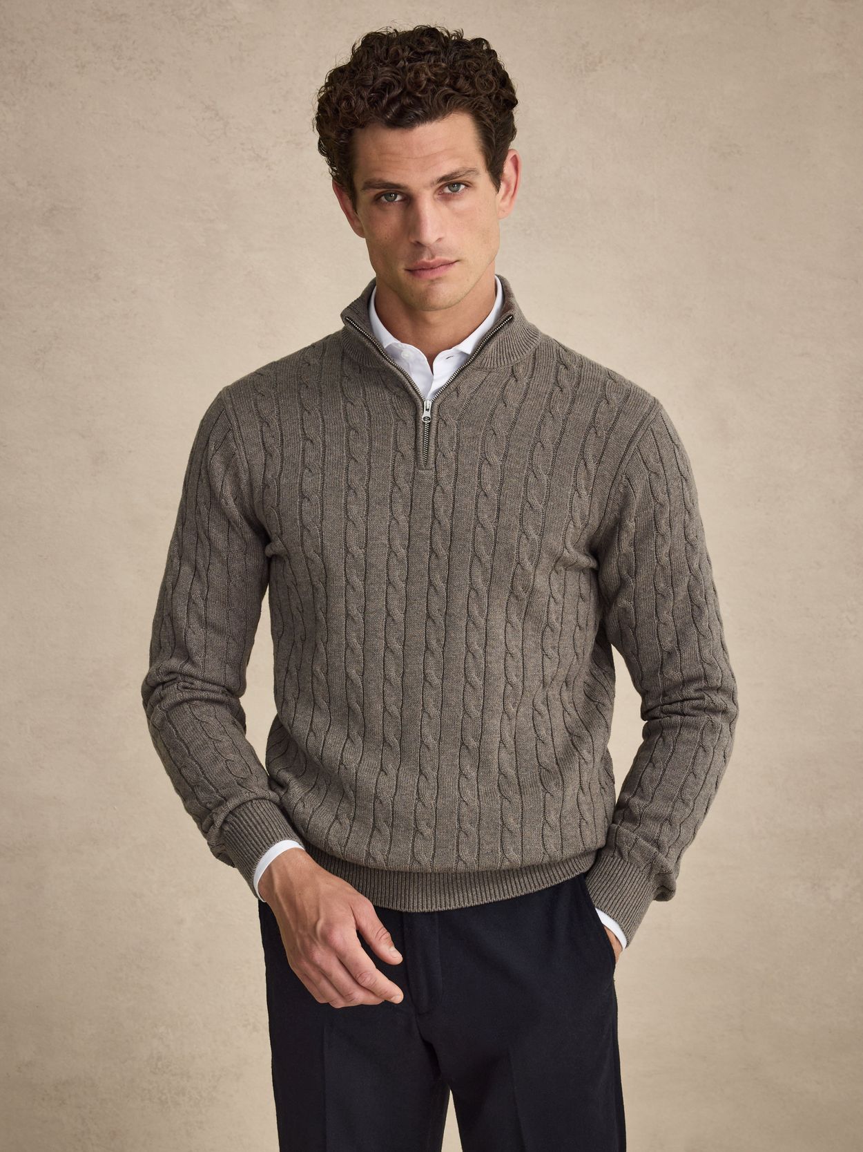 Half Zip Grauer Pullover Hemd Bläck MENTON HALF ZIP Strickpullover