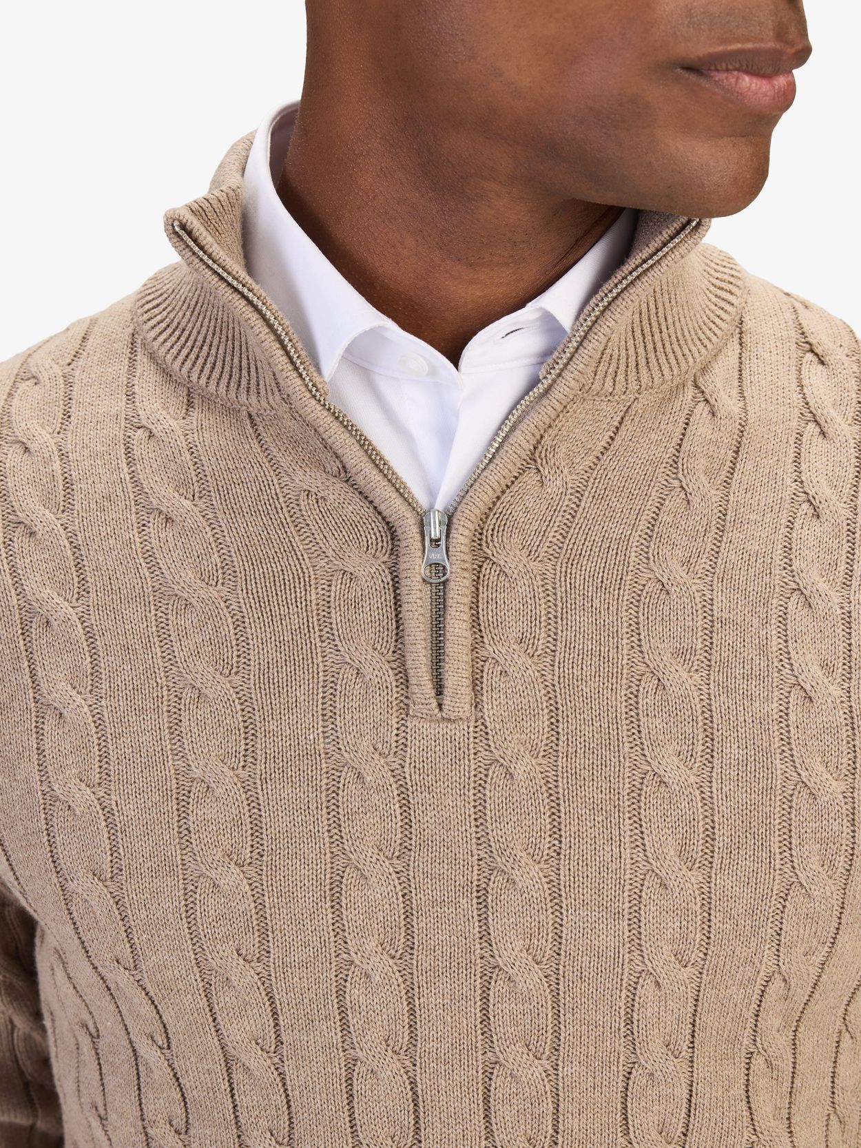 Men's Cotton Cable-Knit Half-Zip Sweater | John Henric