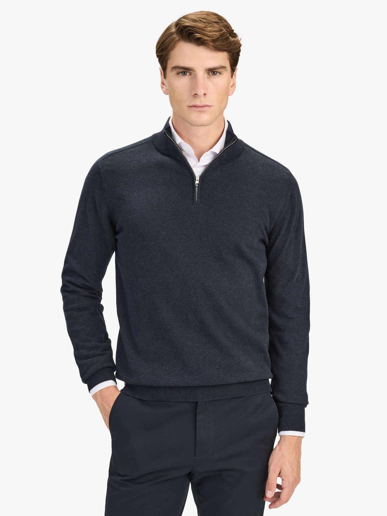 Blue Half Zip Sweater Regular Fit - Cotton Half Zip - Buy online 