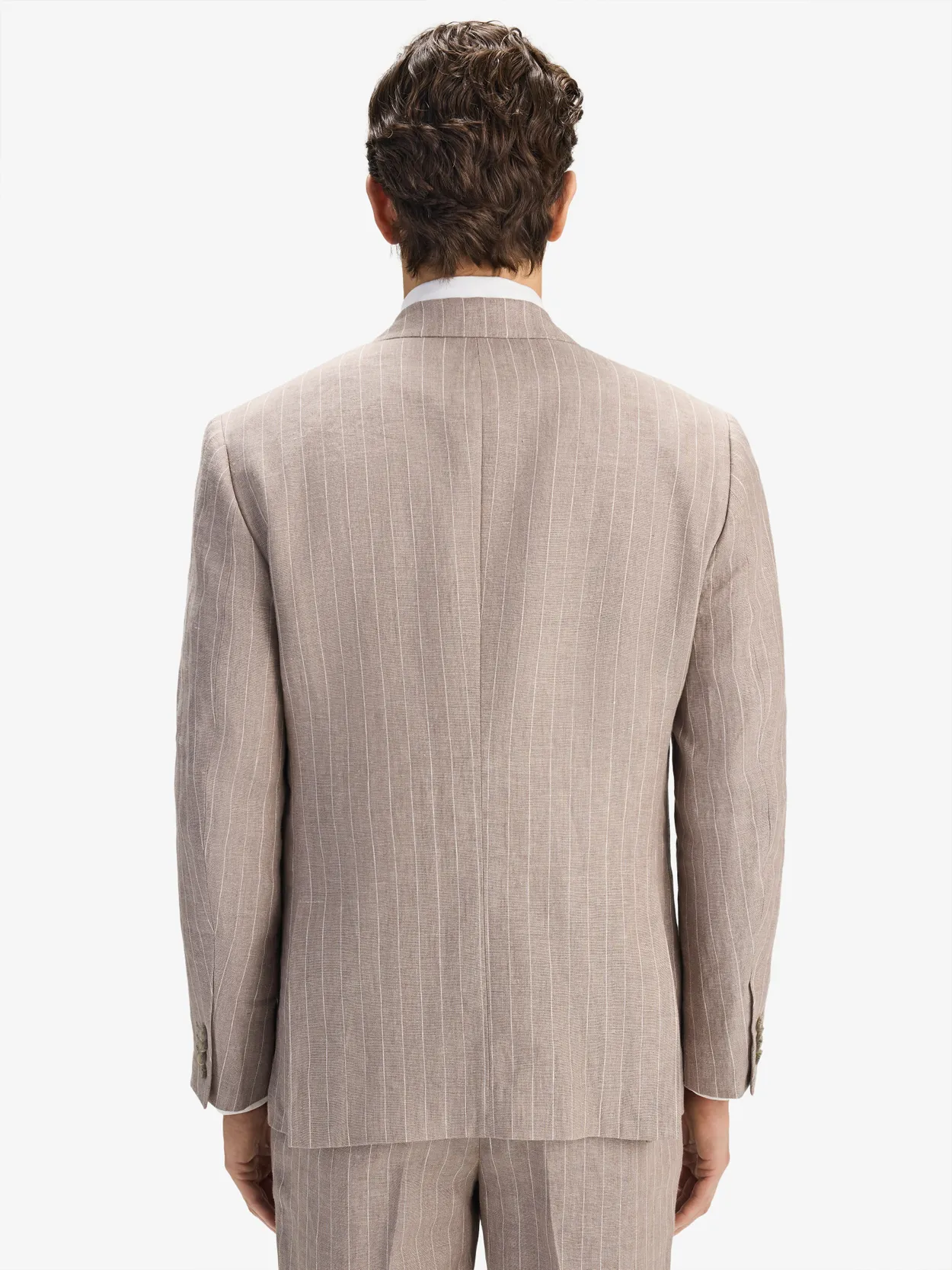 Image number 7 for product Taupe Pinstriped Suit Linen