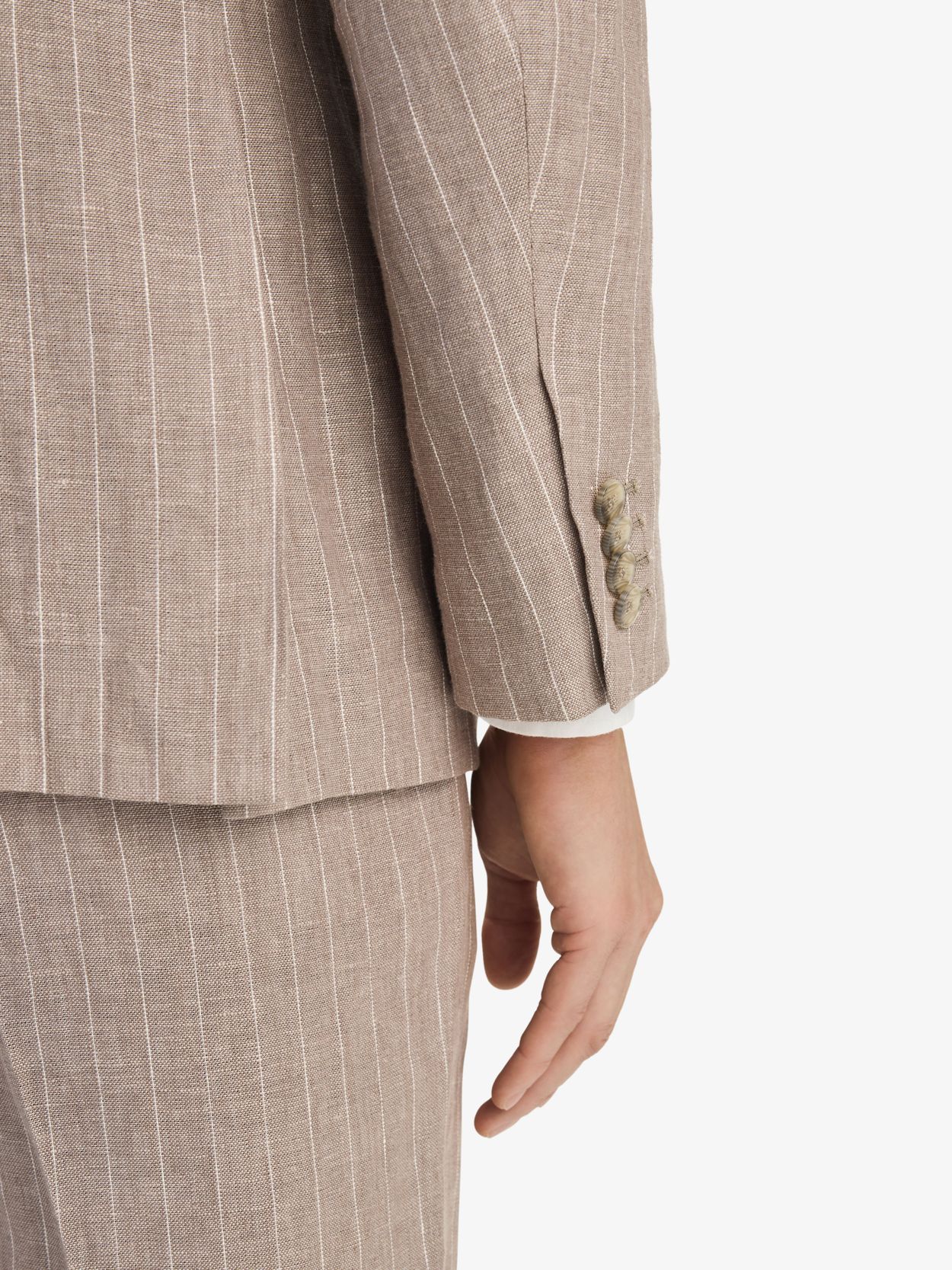 Image number 5 for product Taupe Pinstriped Suit Linen