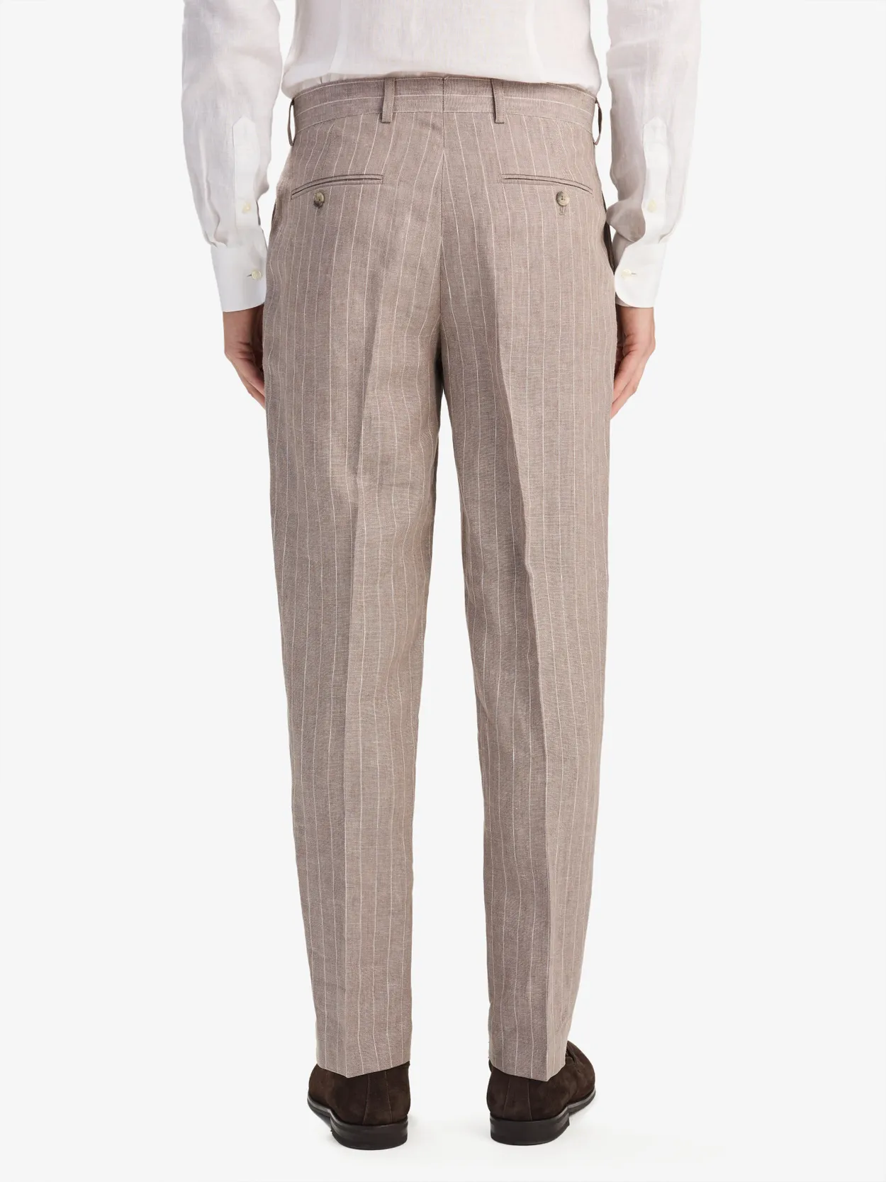 Image number 9 for product Taupe Pinstriped Suit Linen