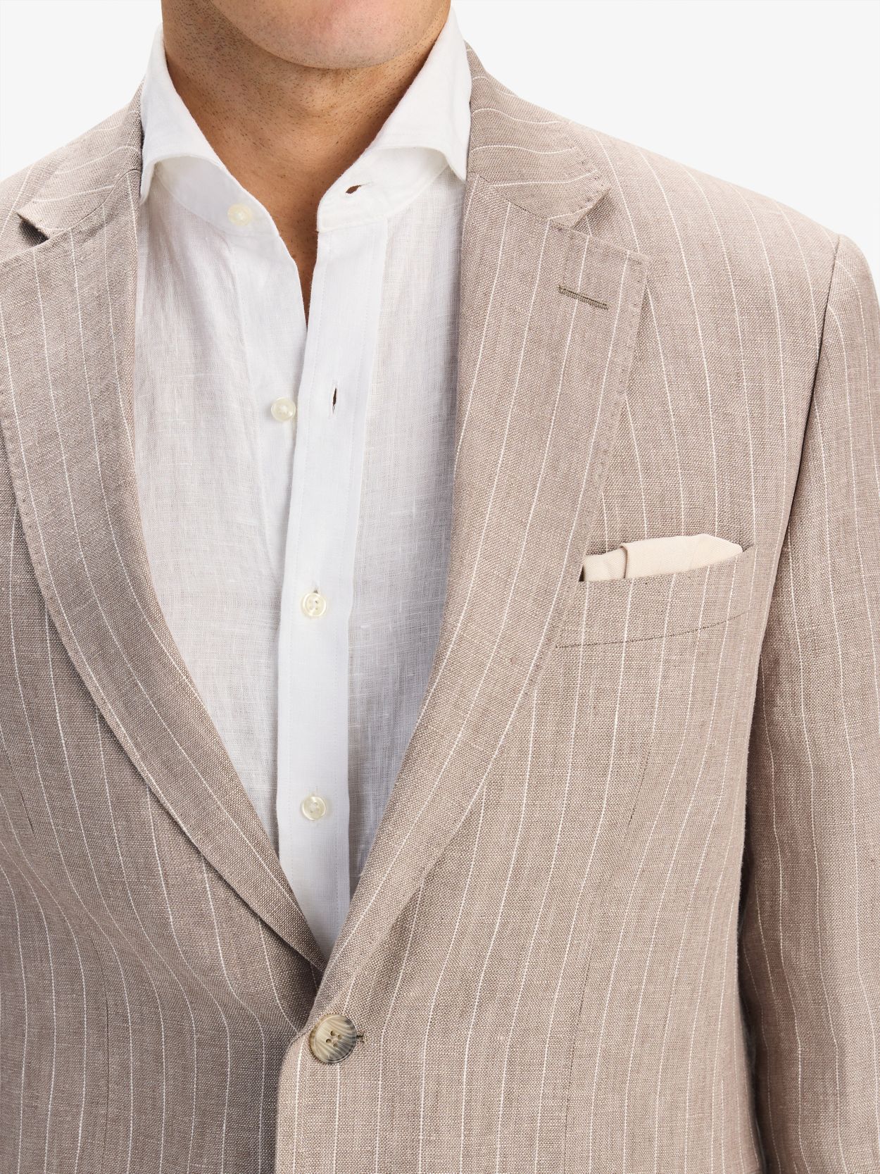 Image number 4 for product Taupe Pinstriped Suit Linen