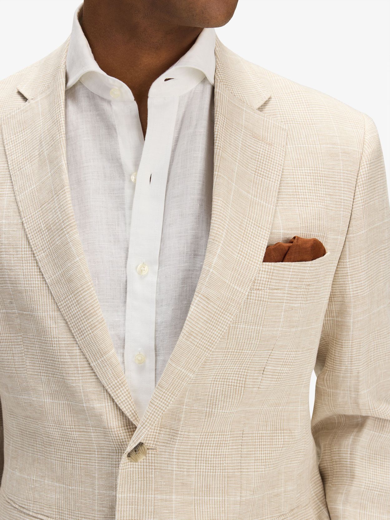 Image number 5 for product Beige Checked Suit Linen