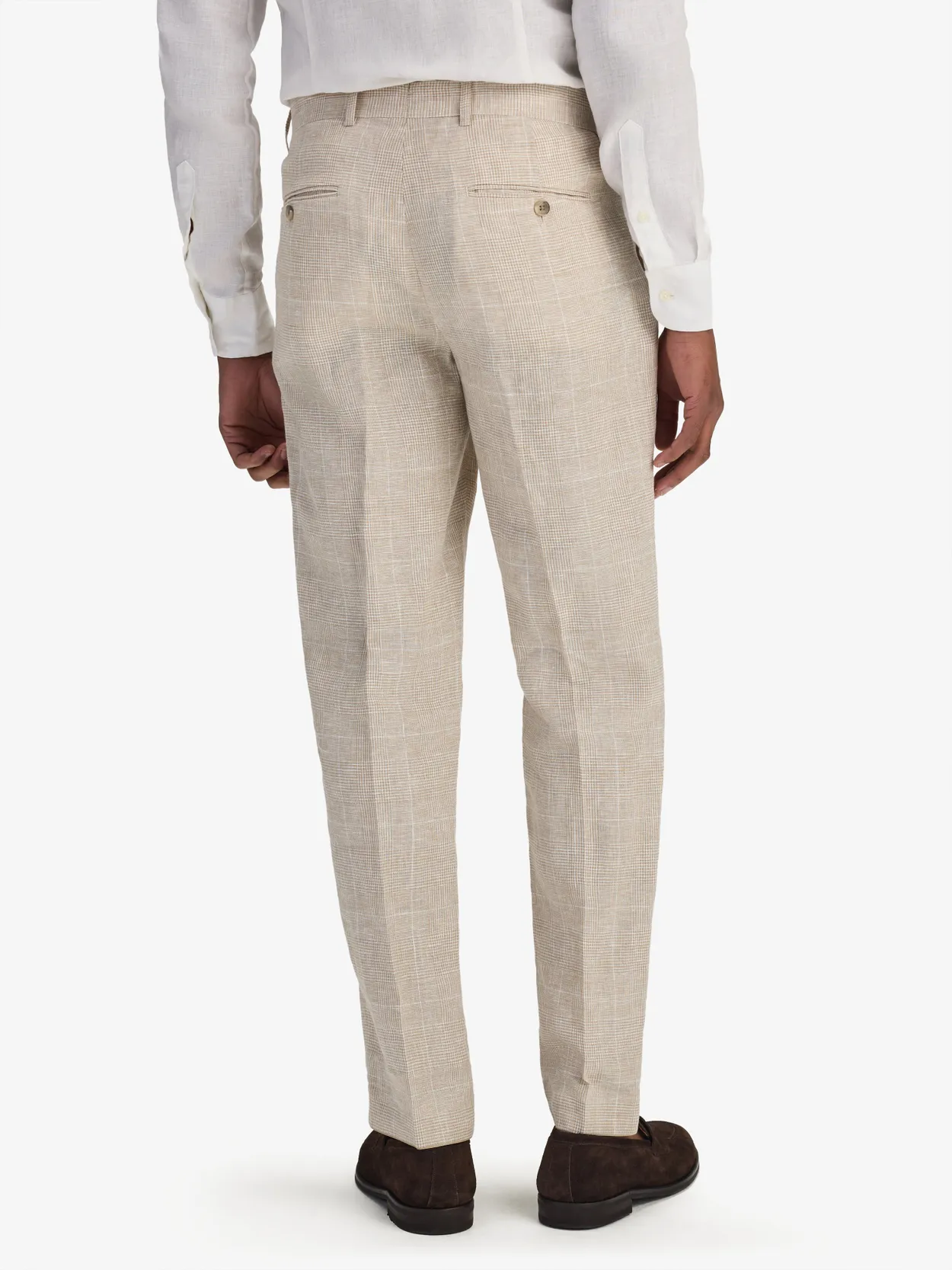 Image number 10 for product Beige Checked Suit Linen