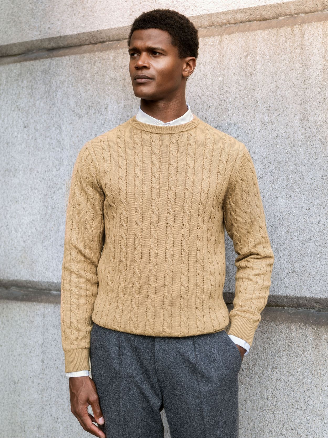 BUTTON SWEATER CAMEL RAMIE トップス JOE WOOL OLD
