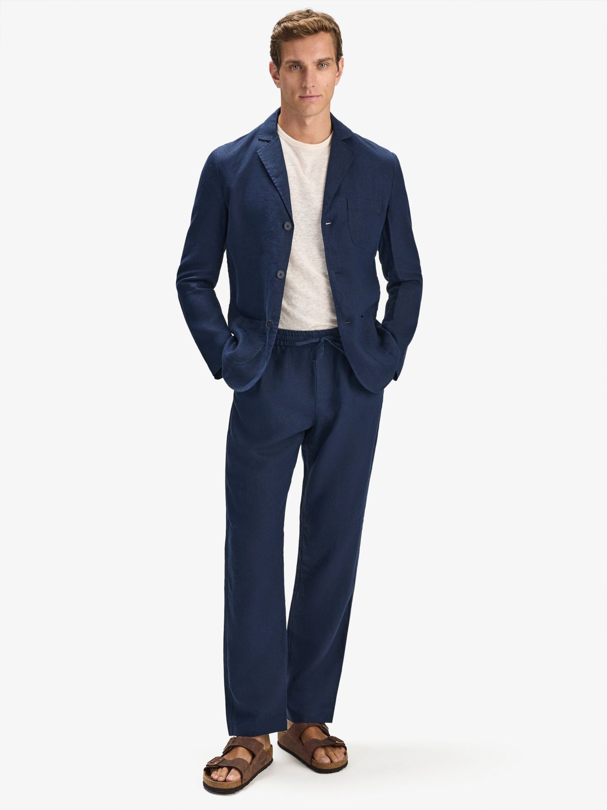 Image number 2 for product Navy Blue Casual Fit Linen Suit