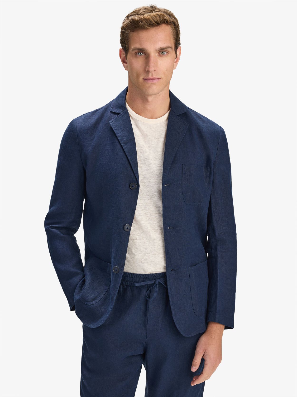 Image number 6 for product Navy Blue Casual Fit Linen Suit