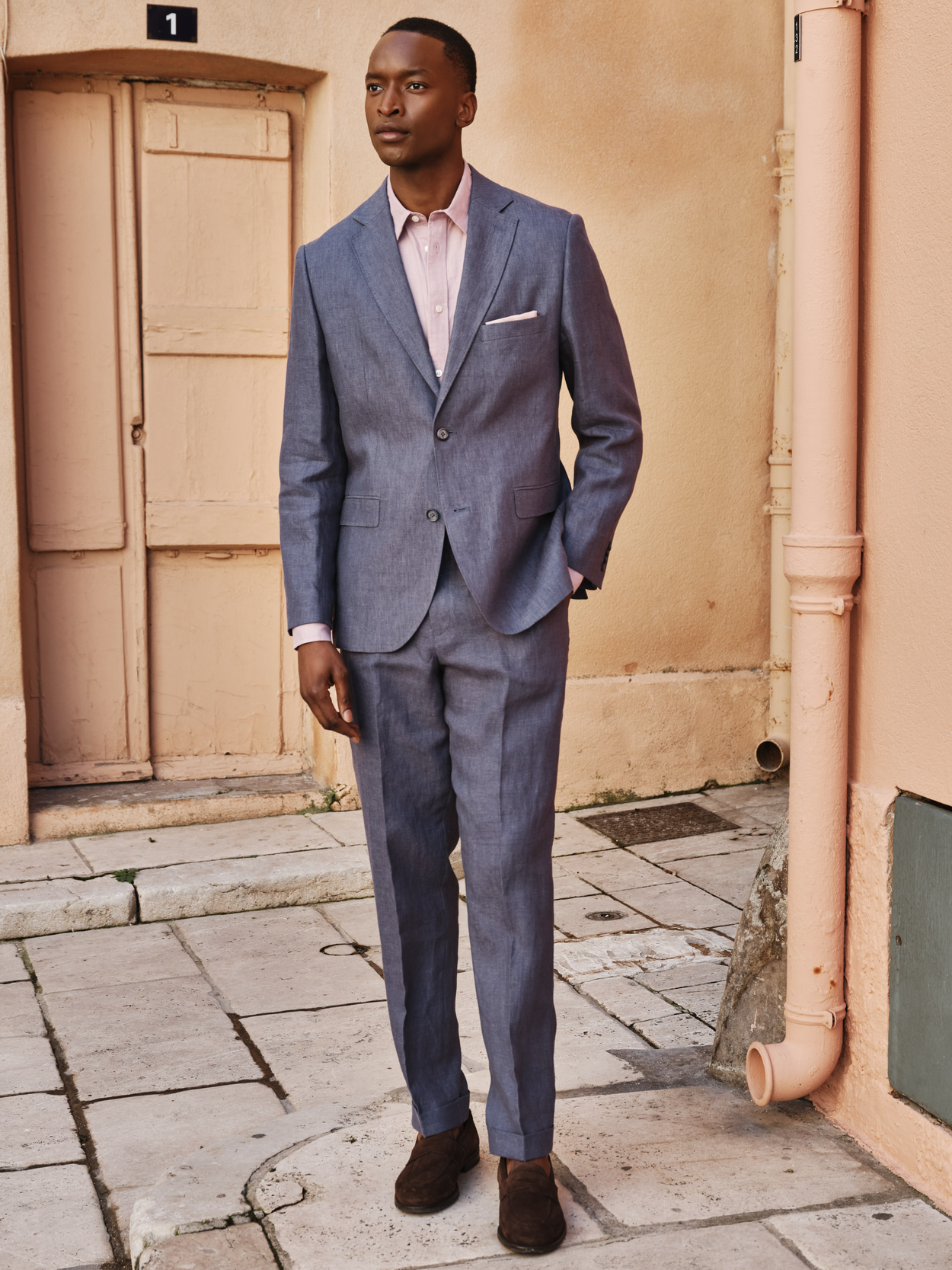 Image number 2 for product Blue Linen Suit