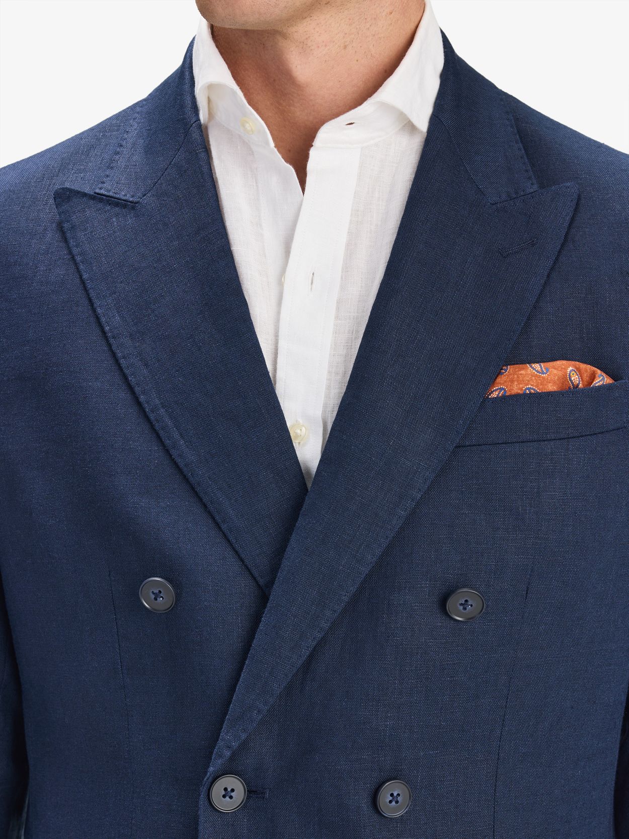 Image number 3 for product Navy Blue Double Breasted Linen Suit