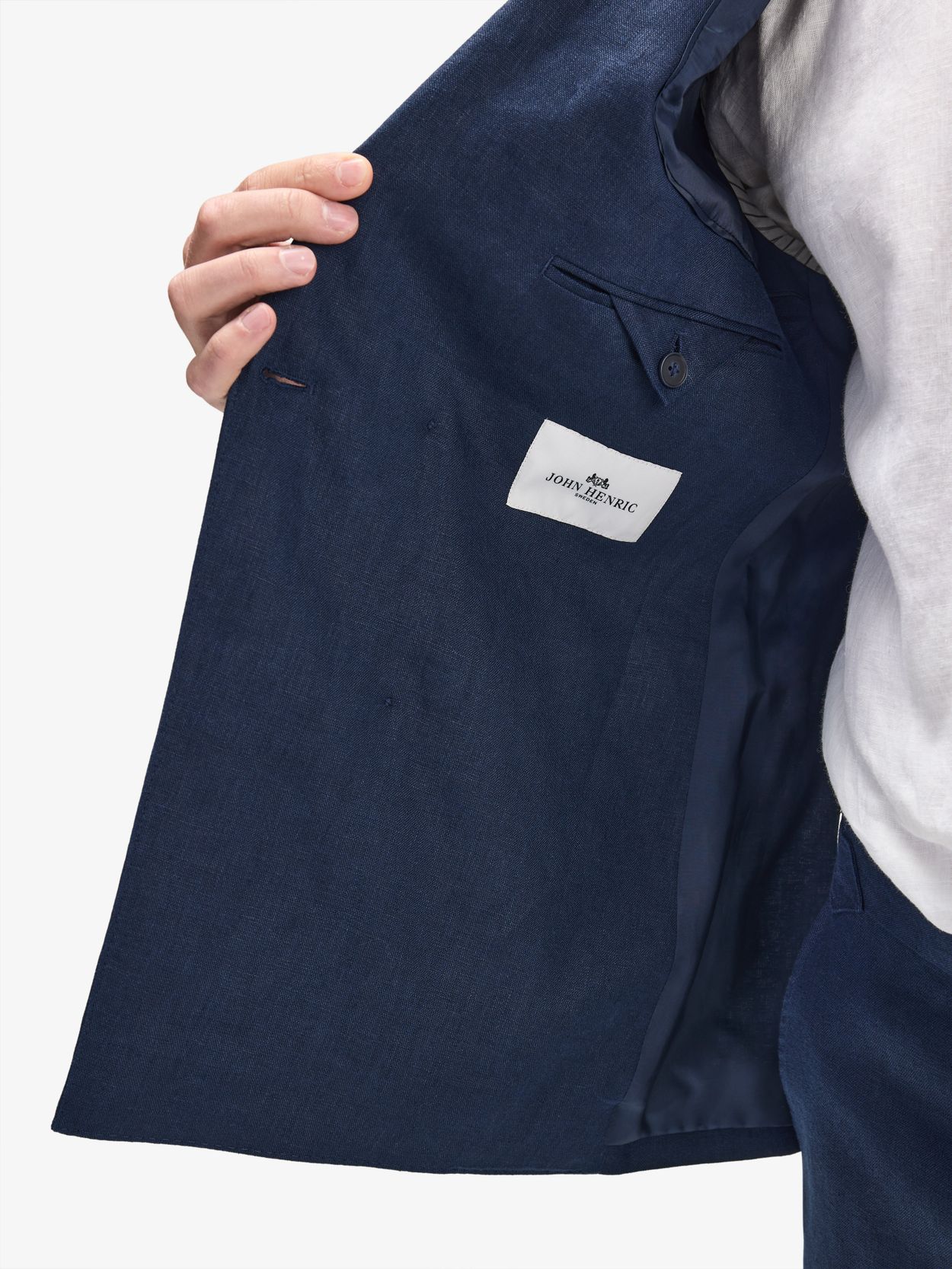 Image number 5 for product Marineblauer Doppelreihiger Leinenanzug mit Hemd