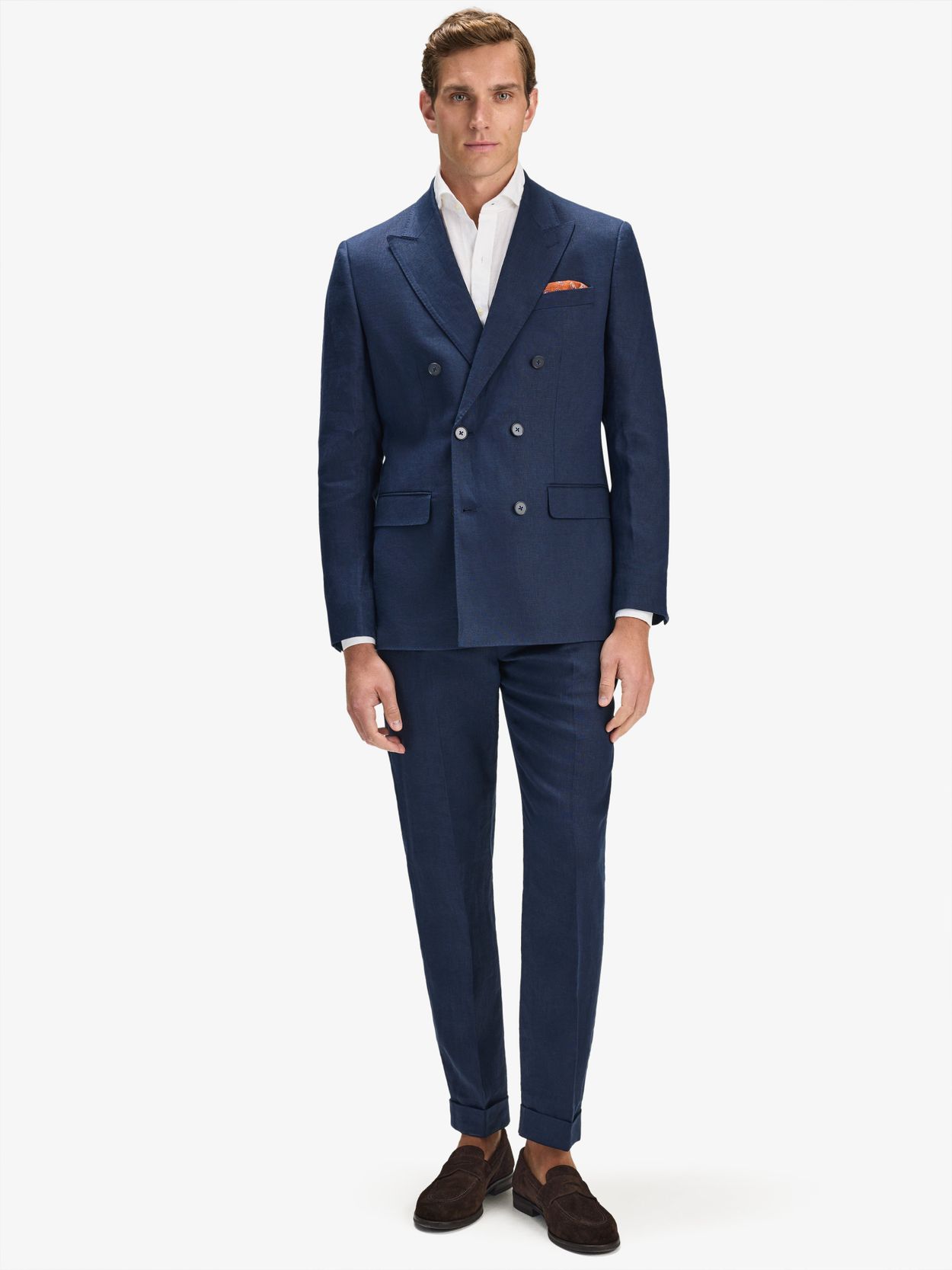 Image number 2 for product Navy Blue Double Breasted Linen Suit