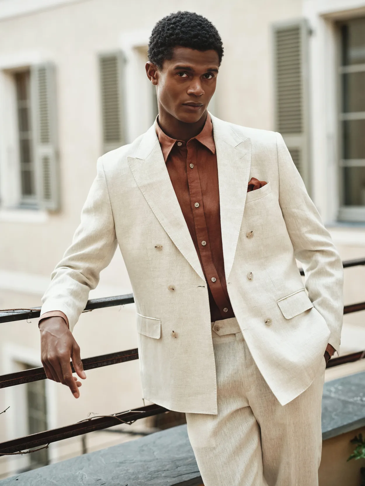 Sand Double Breasted Linen Suit