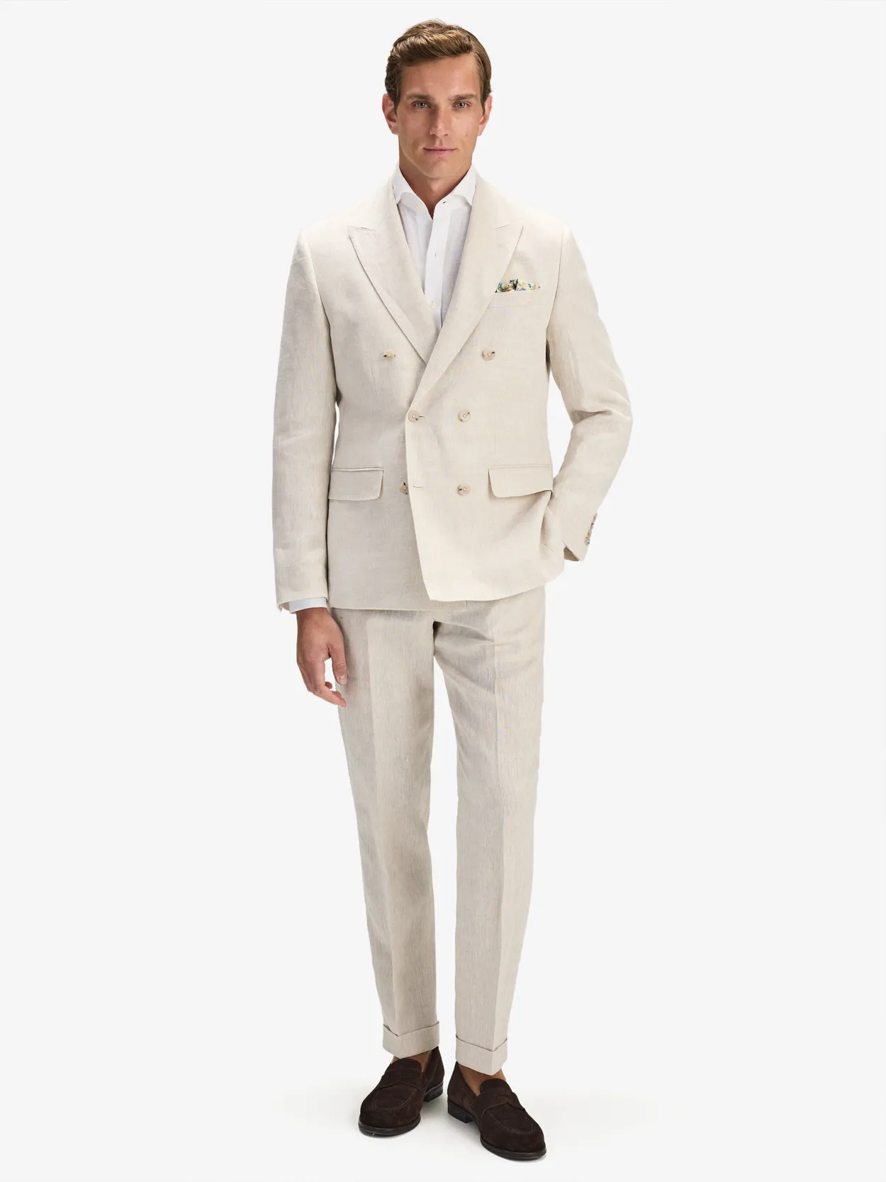 Image number 2 for product Sand Double Breasted Linen Suit