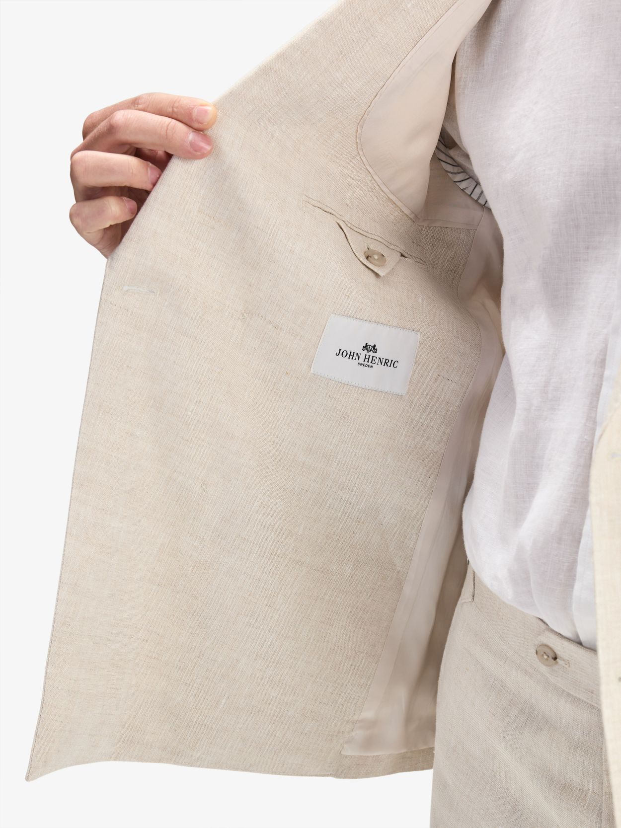 Image number 5 for product Sand Doppelreihiger Leinenanzug mit Hemd