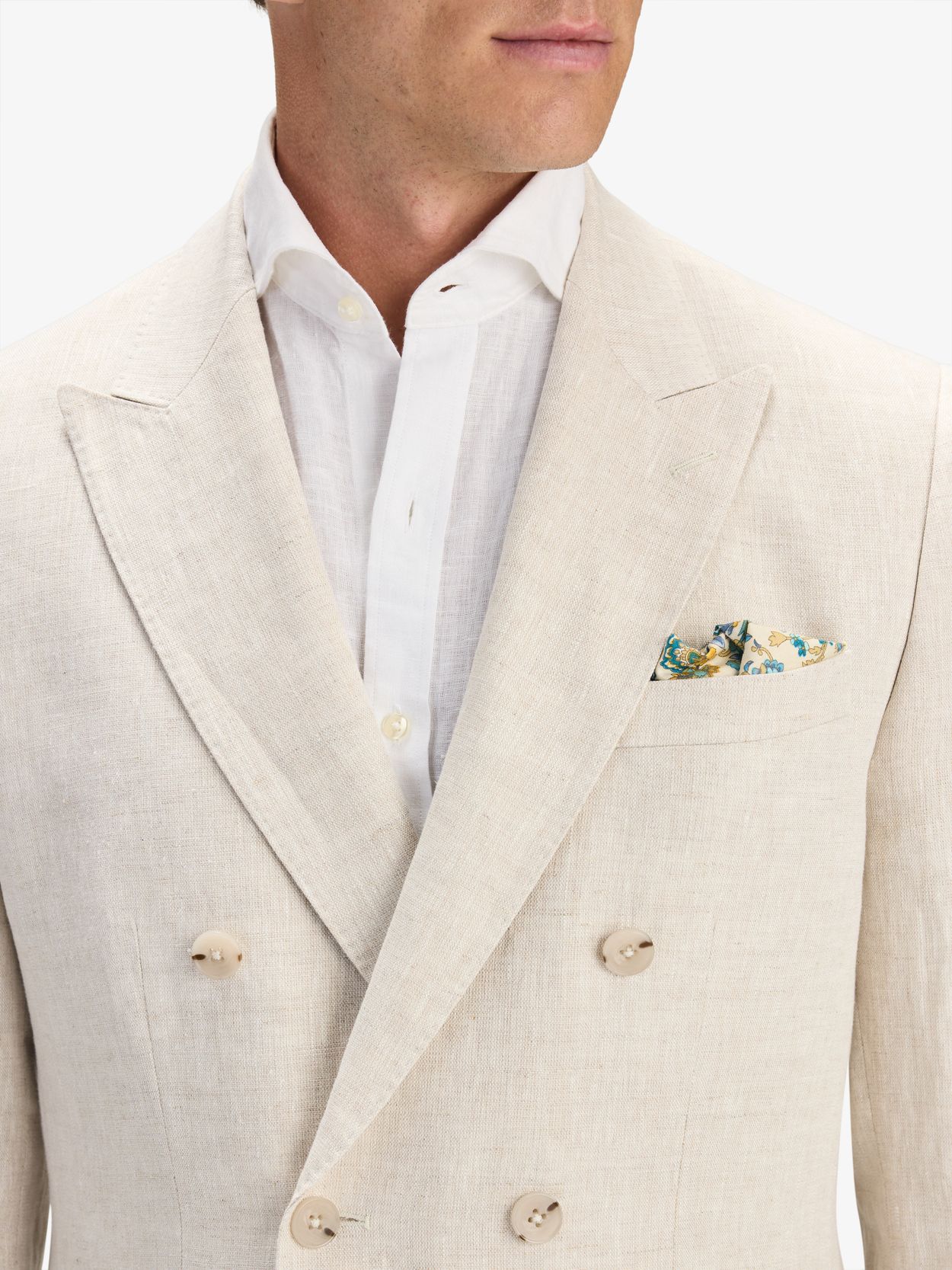 Image number 3 for product Sand Double Breasted Linen Suit