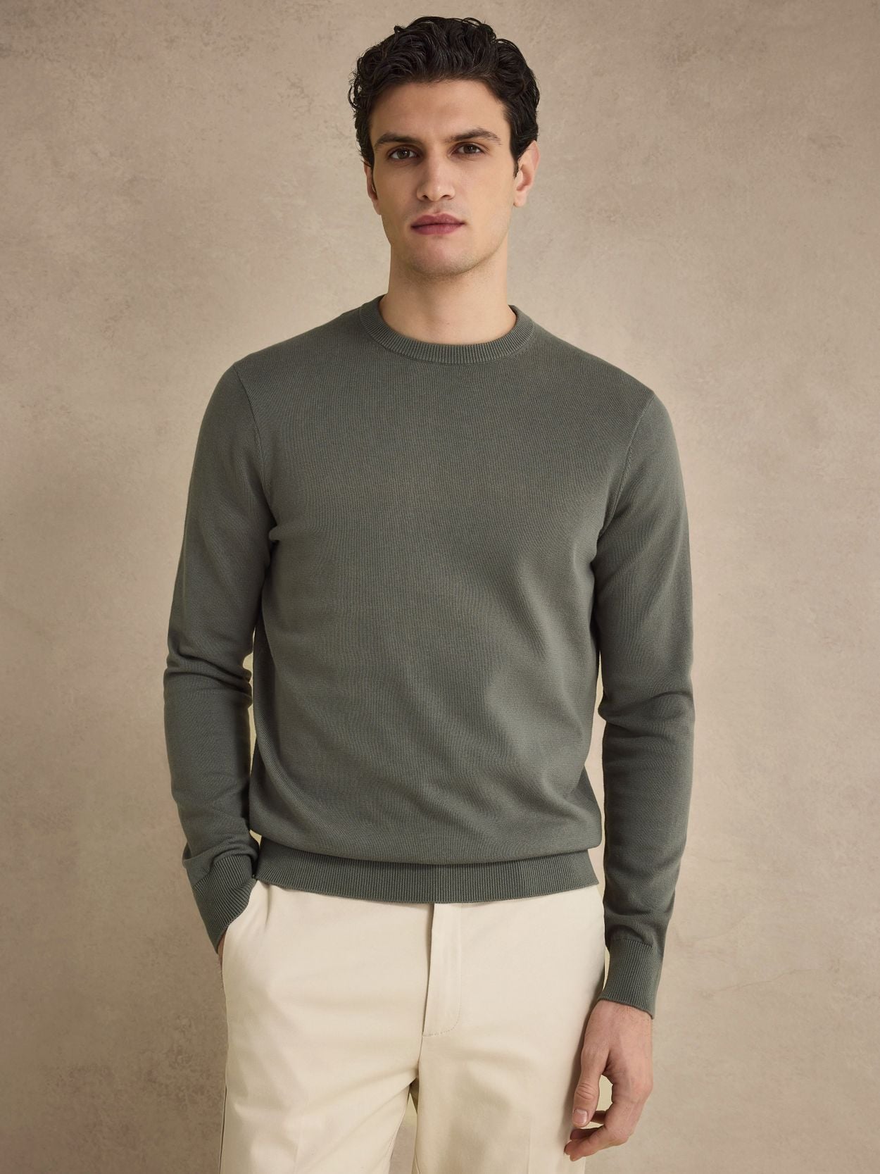 slim fit dress slacks Buy Dark Green Waffle Knit Quarter-Zip Sweater for Short Men main image 1