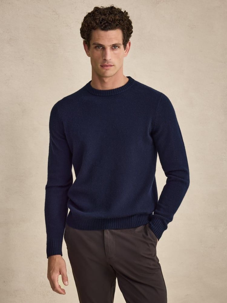 ZHILI Heren Crewneck kasjmier trui effen kleur gebreid_Red_X-Large