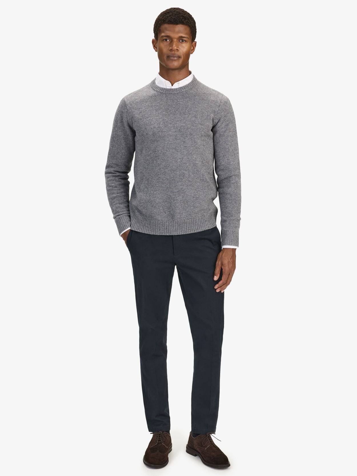 grey sweater dress shirt John Henric - Grey Cashmere Sweater