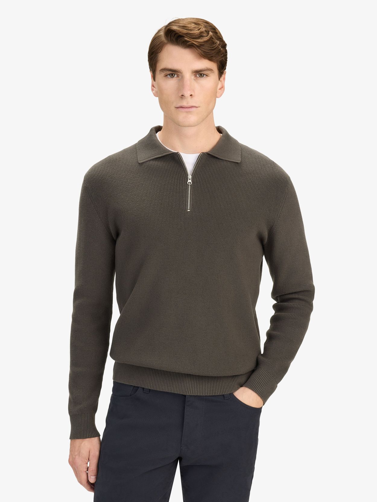 Green Polo Shirt - Cotton Half Zip - Buy online | John Henric