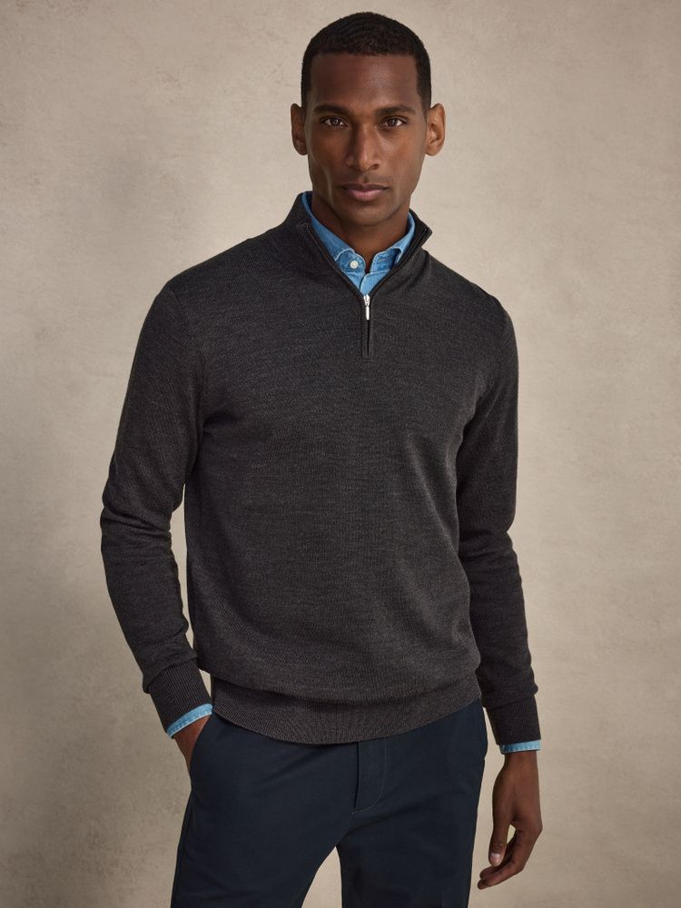 Pull Homme Tricot Torsadé à Fermeture éclair - Mélange Polyester/élasthanne - Décontracté, Manches Longues