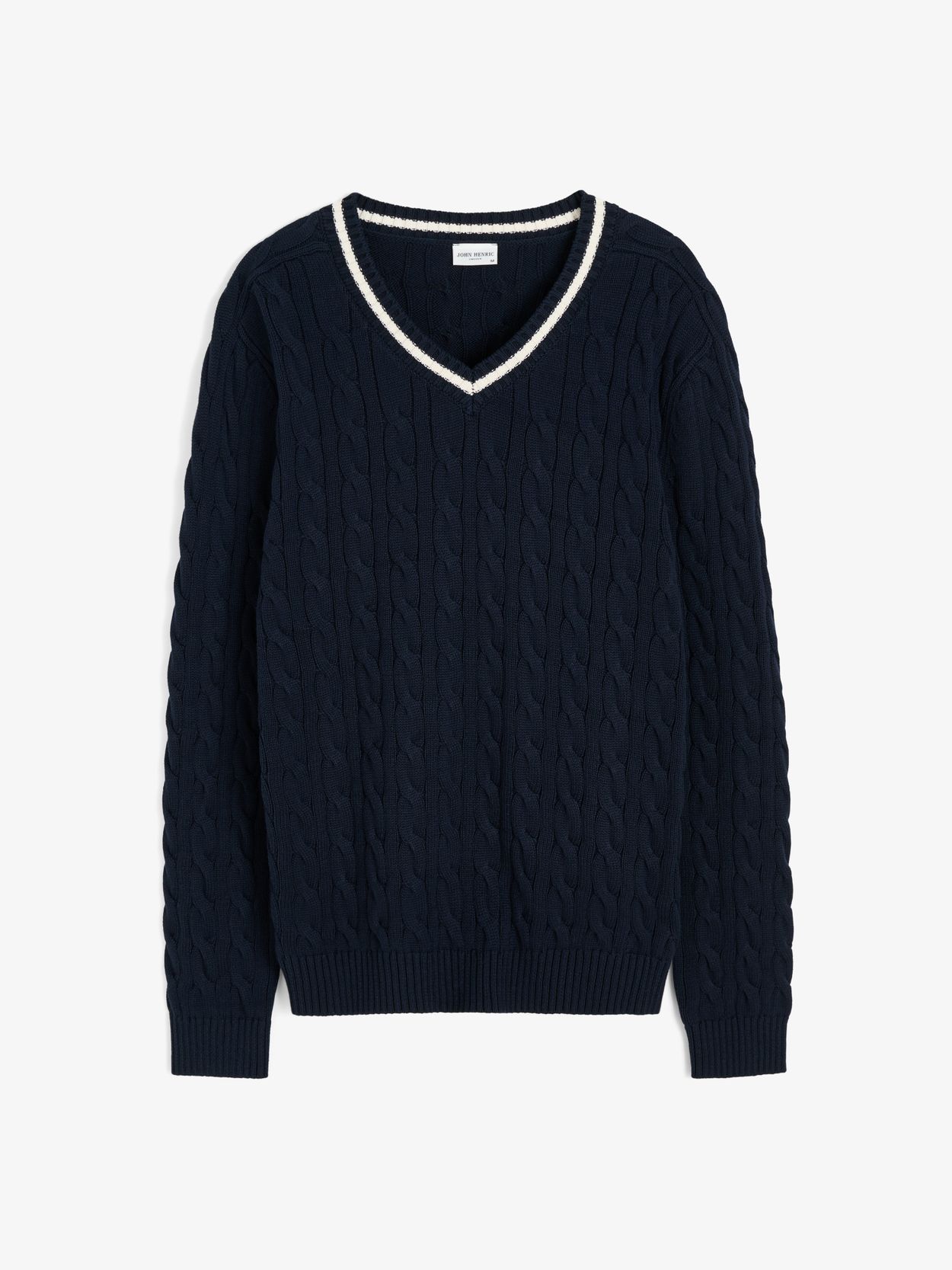 Men's Cotton Cable Knit V-Neck Sweater - Buy online | John Henric