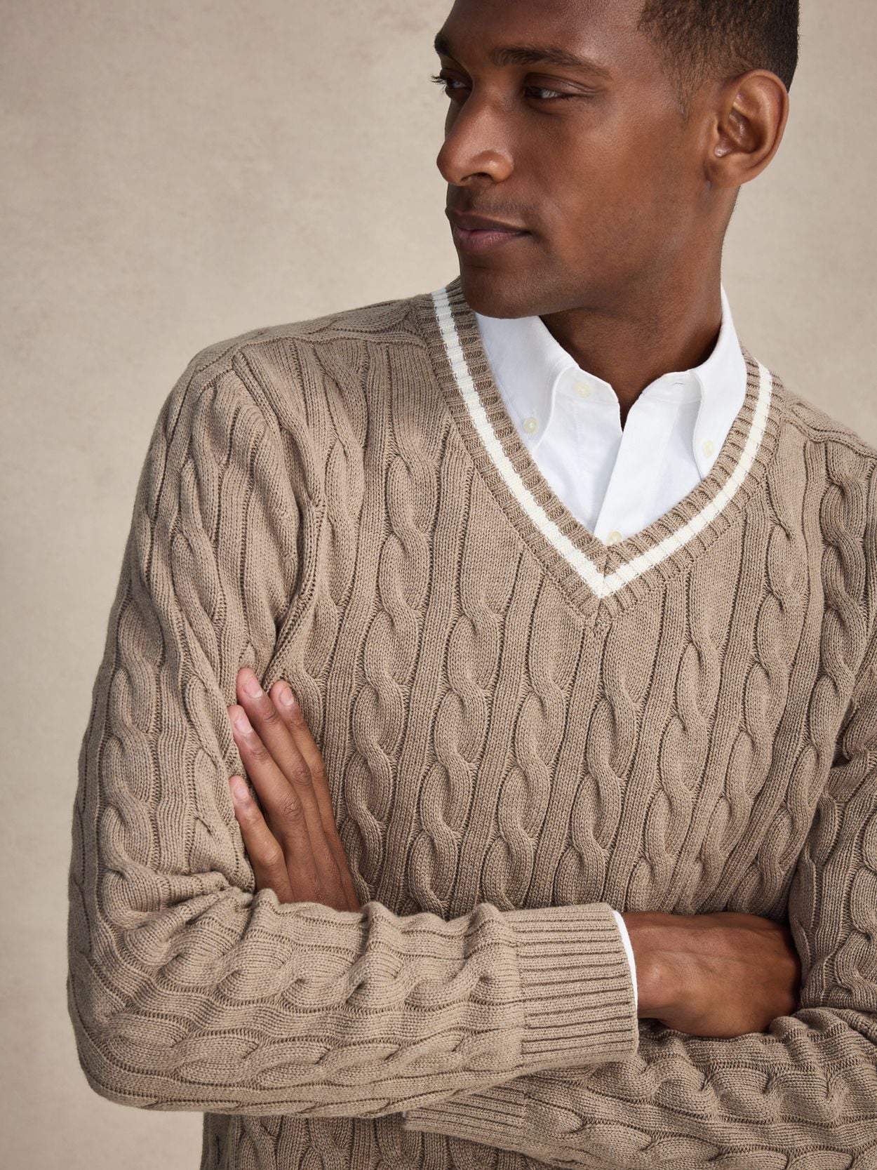Men's Cotton Cable Knit V-Neck Sweater - Buy online | John Henric