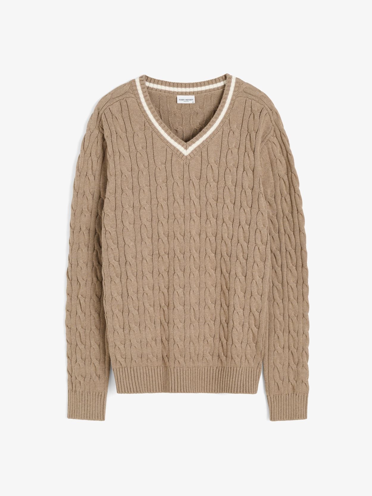 Men's Cotton Cable Knit V-Neck Sweater - Buy online | John Henric