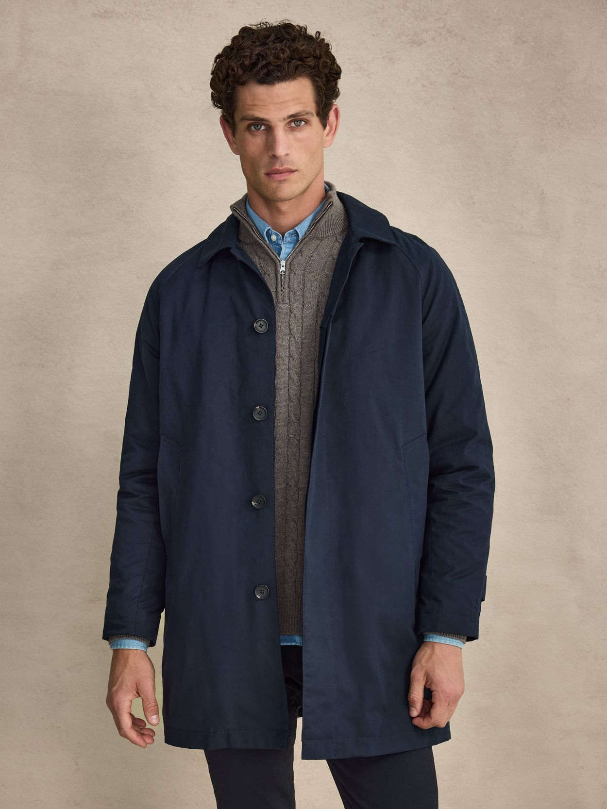 Navy Blue Car Coat - Cotton Mix - Buy online | John Henric