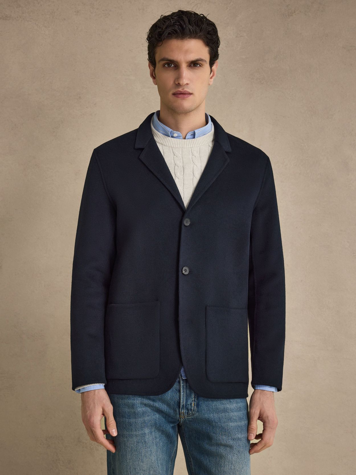 Navy Blue Casual Jacket - Wool mix - Buy online | John Henric display picture 1
