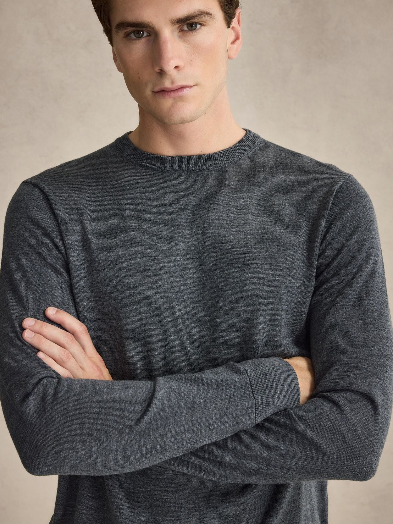 Grey Sweater - Merino Wool Crew Neck - Buy online | John Henric