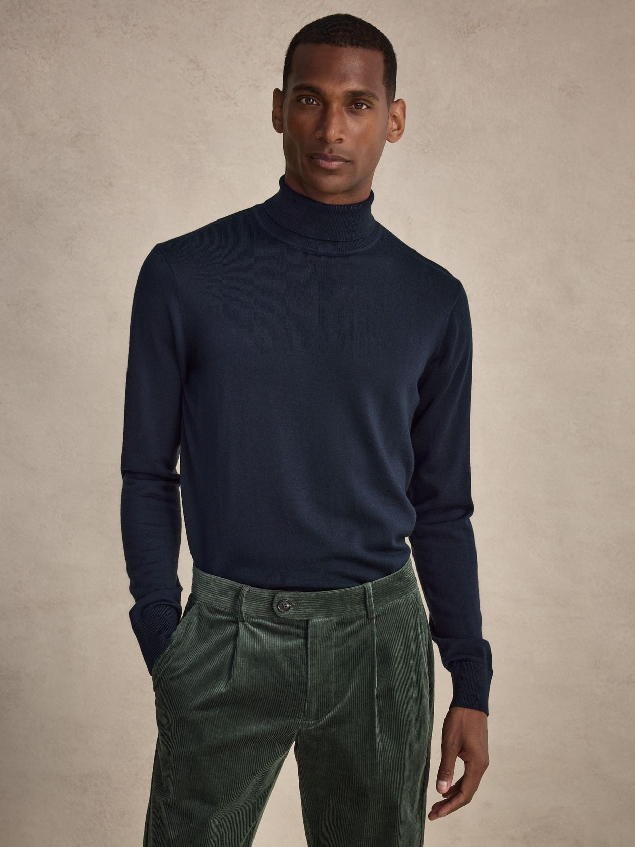 Navy Blue Turtleneck Regular Fit - Men's merino wool sweater - Buy