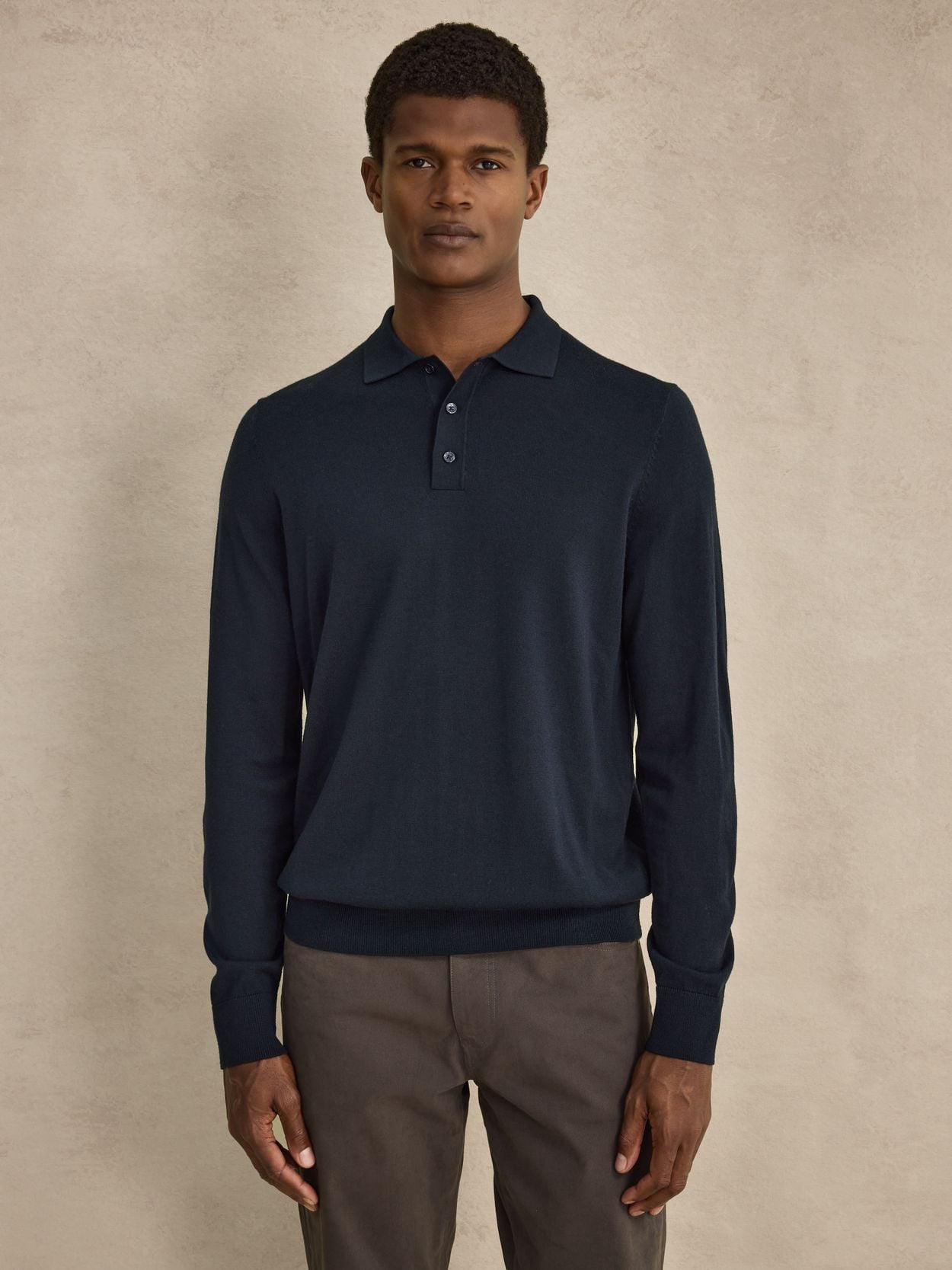 navy blue polo dress shirt Men's Long Sleeve Polo Shirt  Dress BLUE