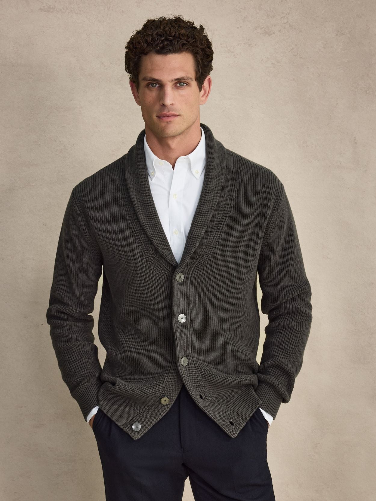 Cotton Cardigan Shawl Collar - Buy online | John Henric