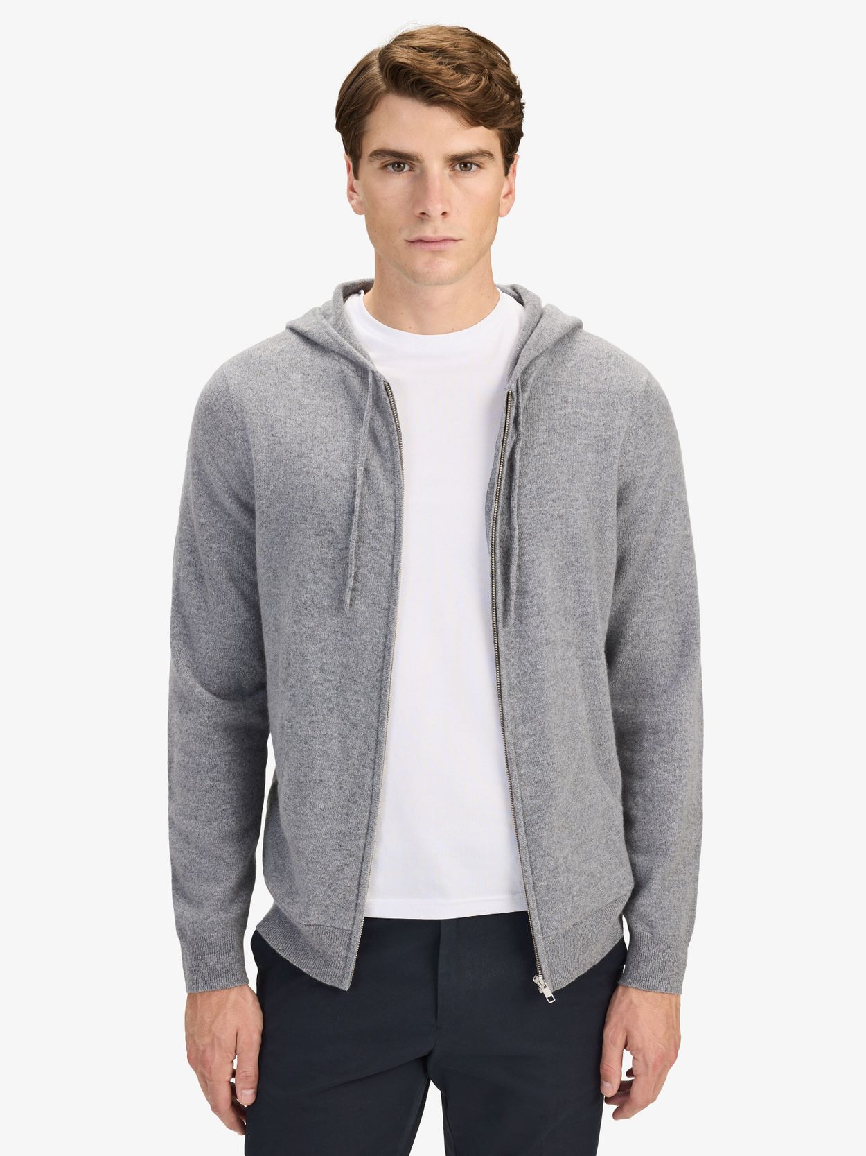 Grey Cashmere Sweater - Cashmere Zip Hoodie - Buy online | John Henric