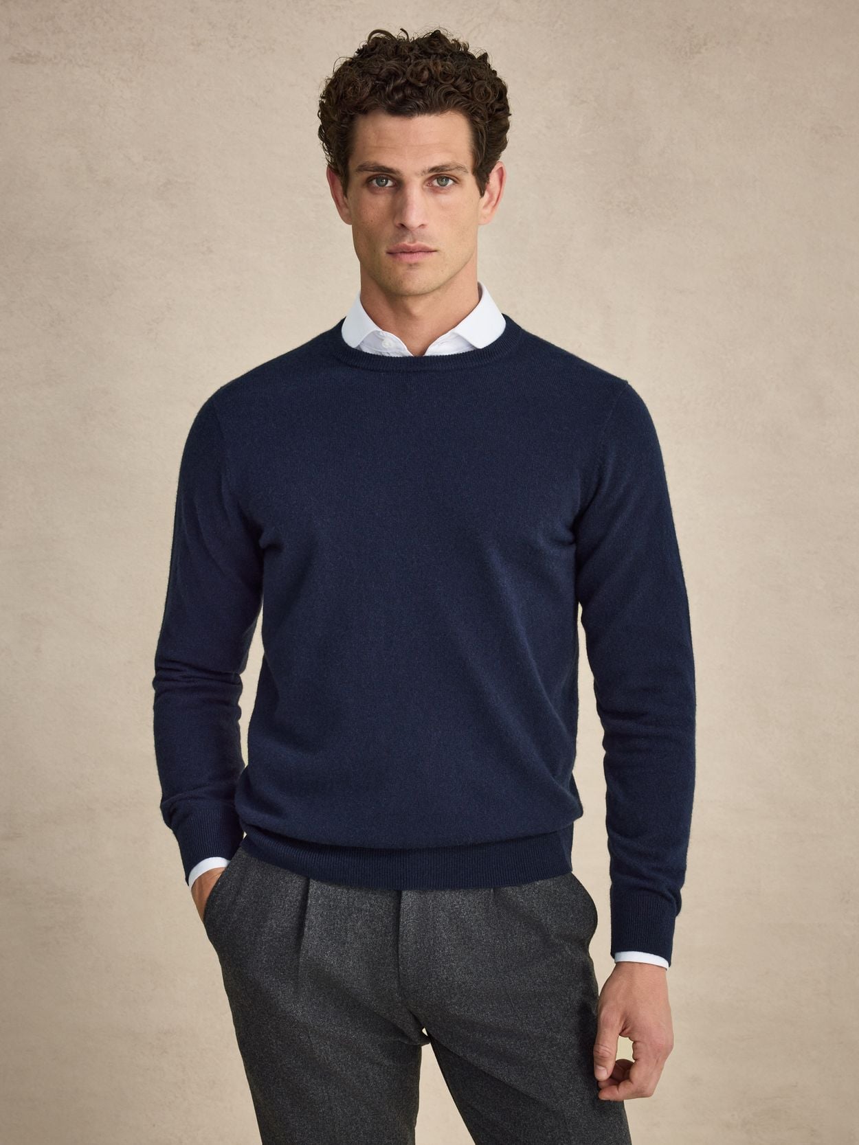 Navy Blue Sweater Long Sleeve With Sweater Over Men's Navy Blue