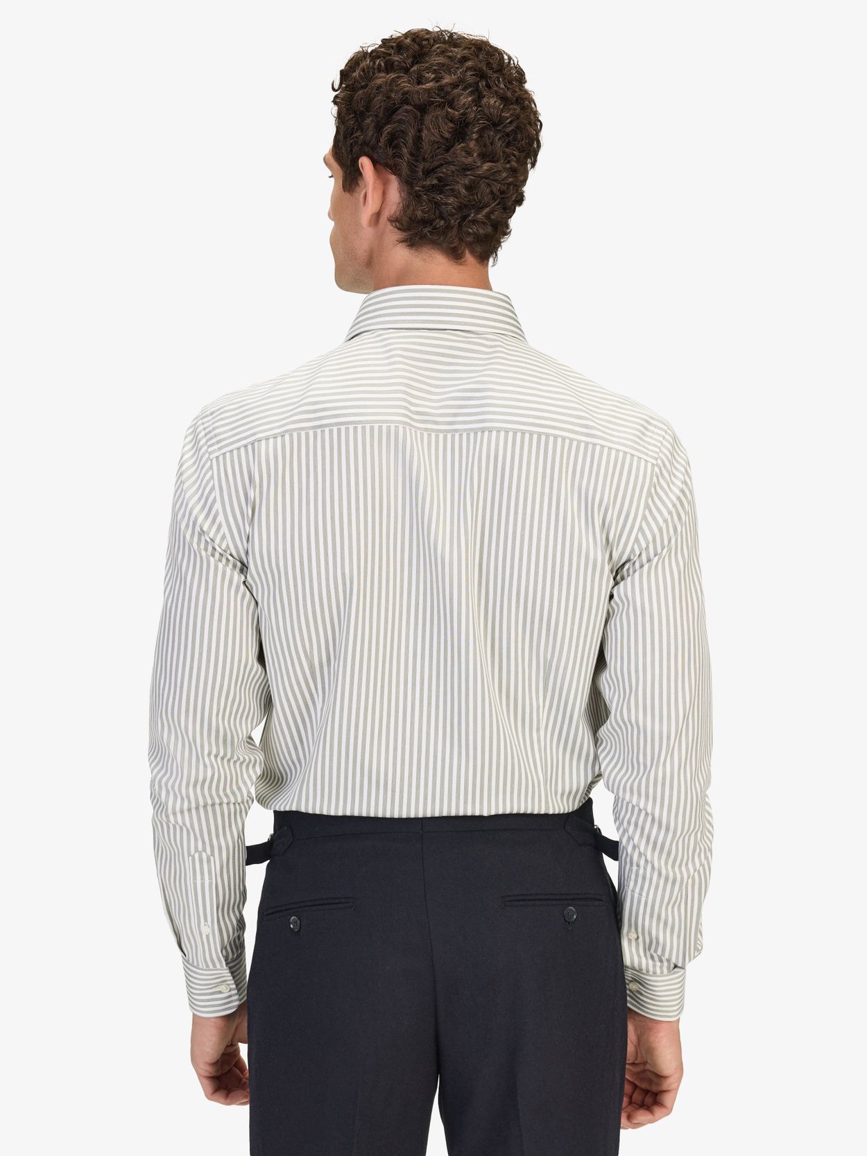 Green Striped Shirt - Cotton Stretch Slim Fit - Buy online | John Henric