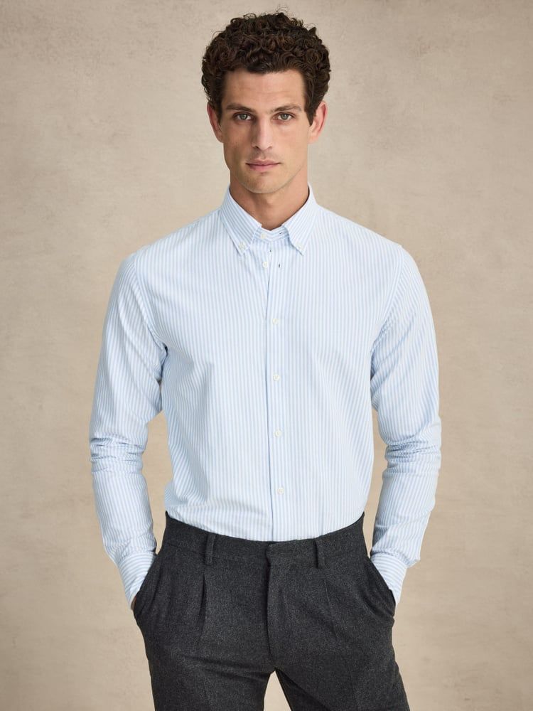 White & Blue Striped Oxford Shirt