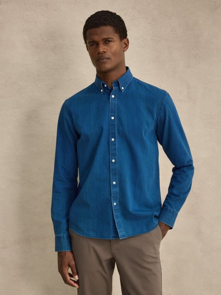 La Chemise Extensible Jacquard Bleu Clair Coupe Ajustée | Olymp