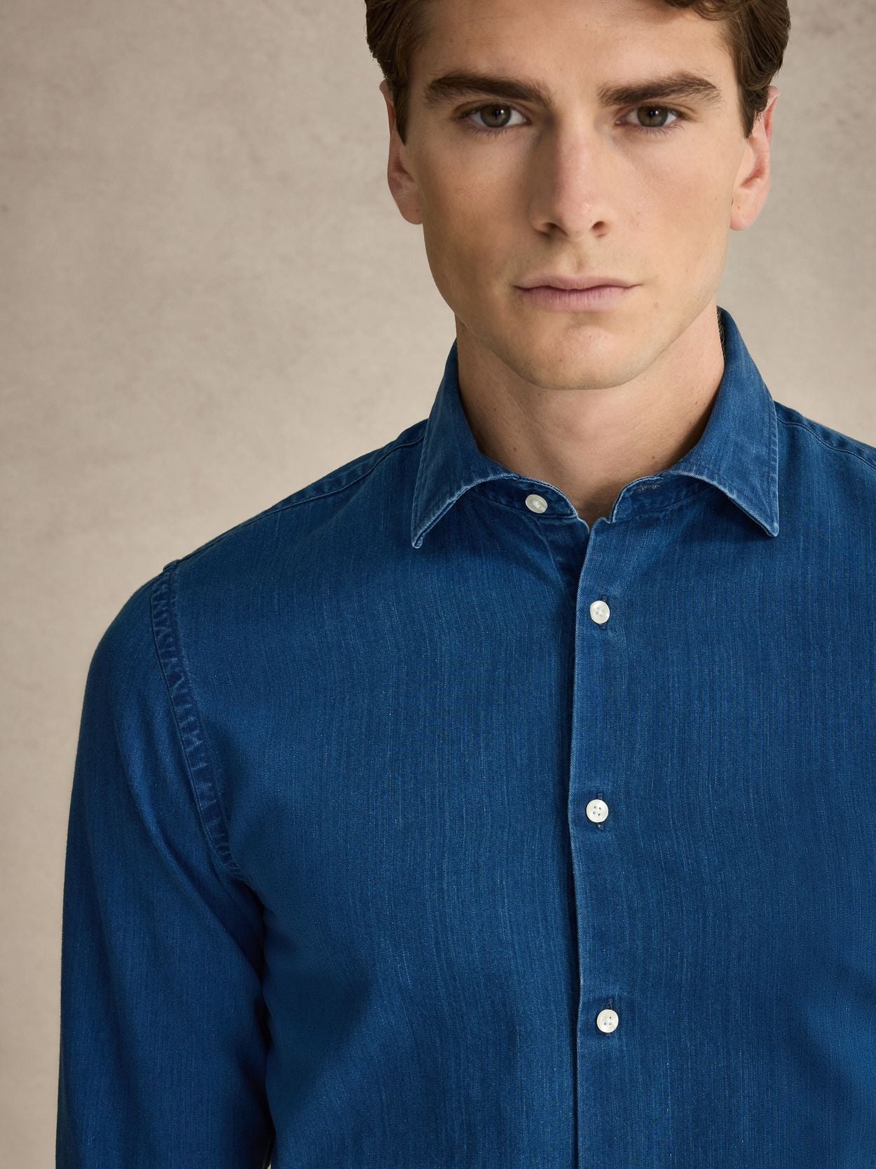 John Henric Men's Blue Denim Shirt Slim Fit Size 37